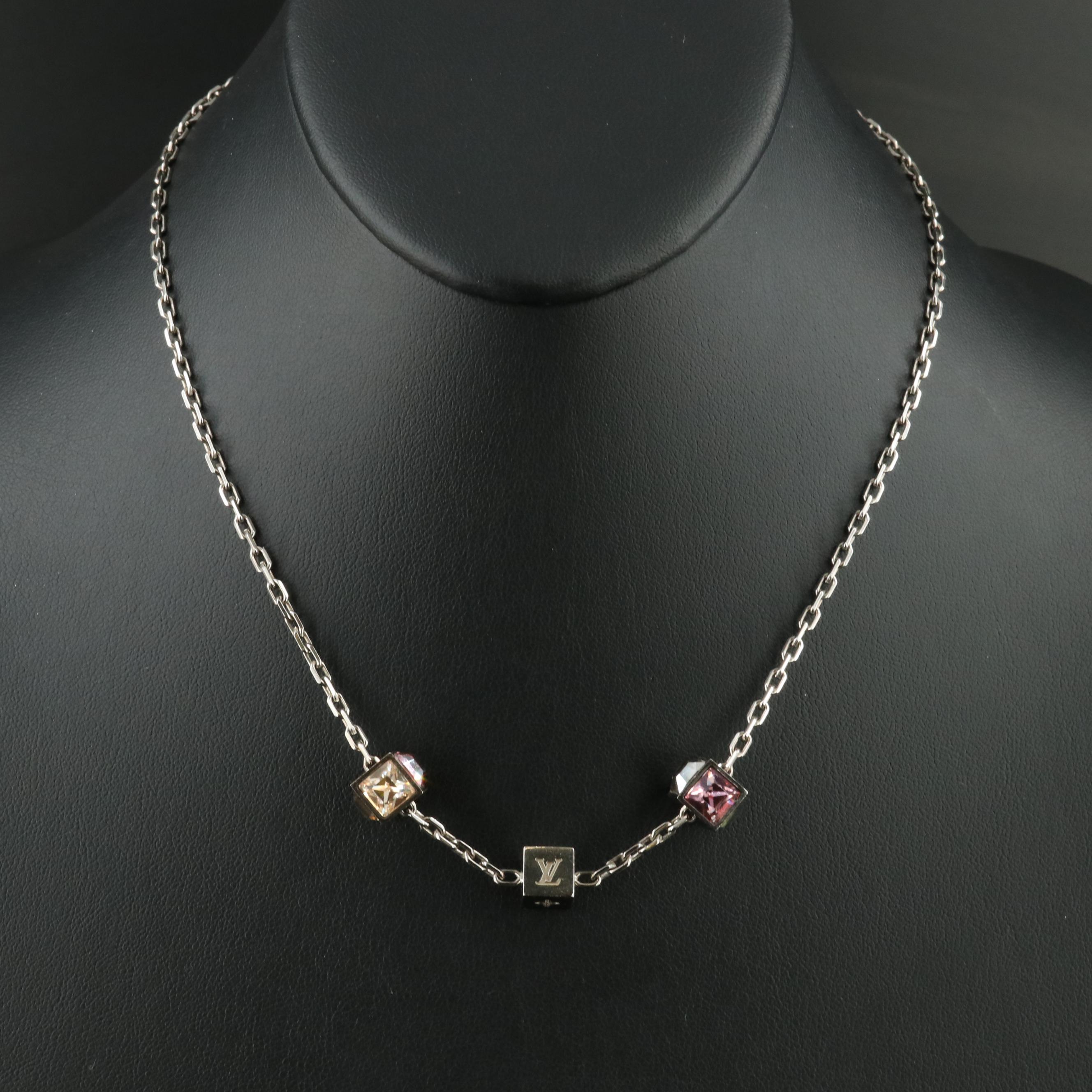 Louis Vuitton Crystal Collier Gamble Cube Station Necklace