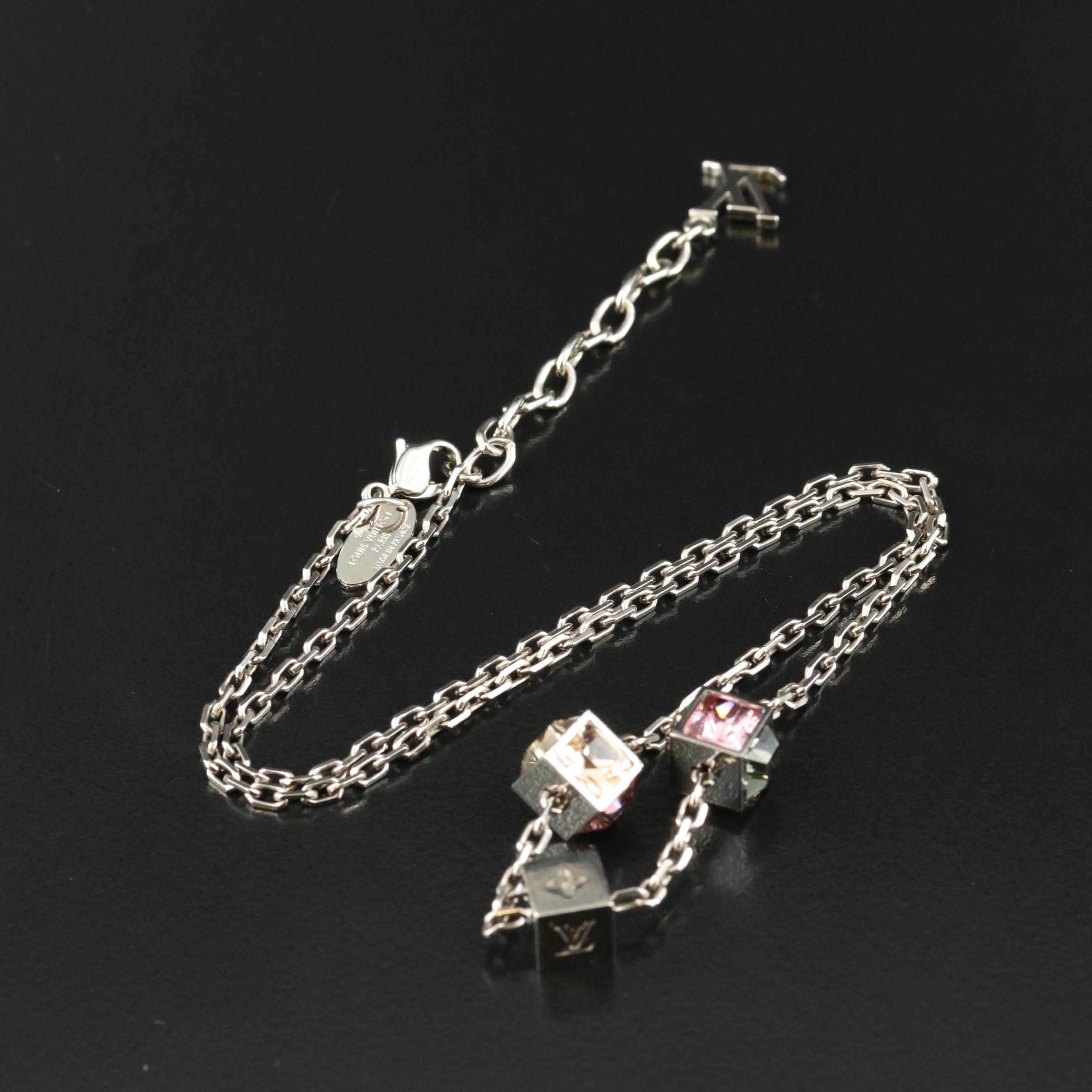 Louis Vuitton Crystal Collier Gamble Cube Station Necklace