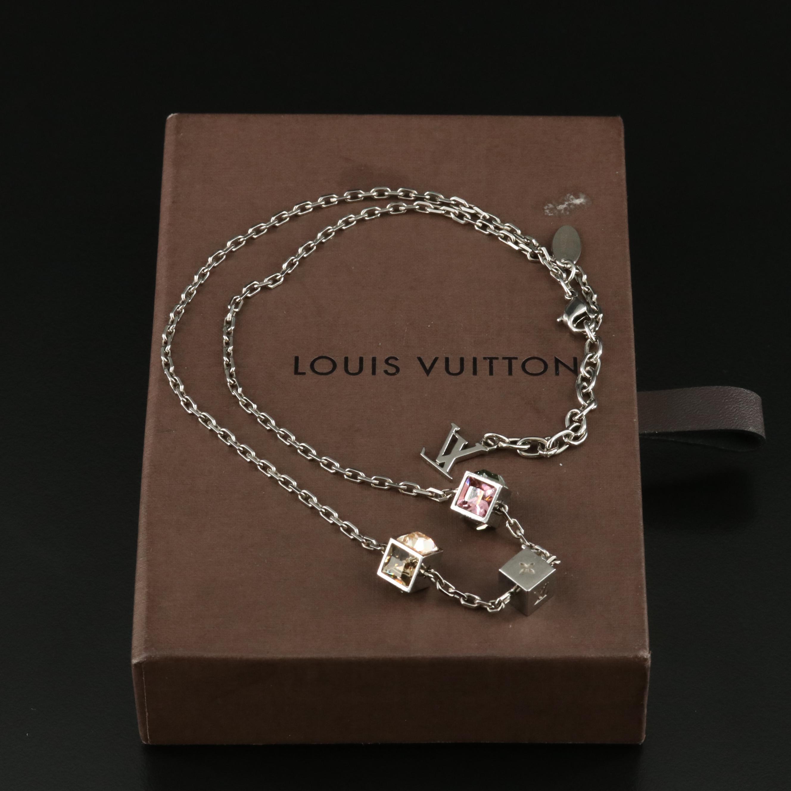 Louis Vuitton Crystal Collier Gamble Cube Station Necklace