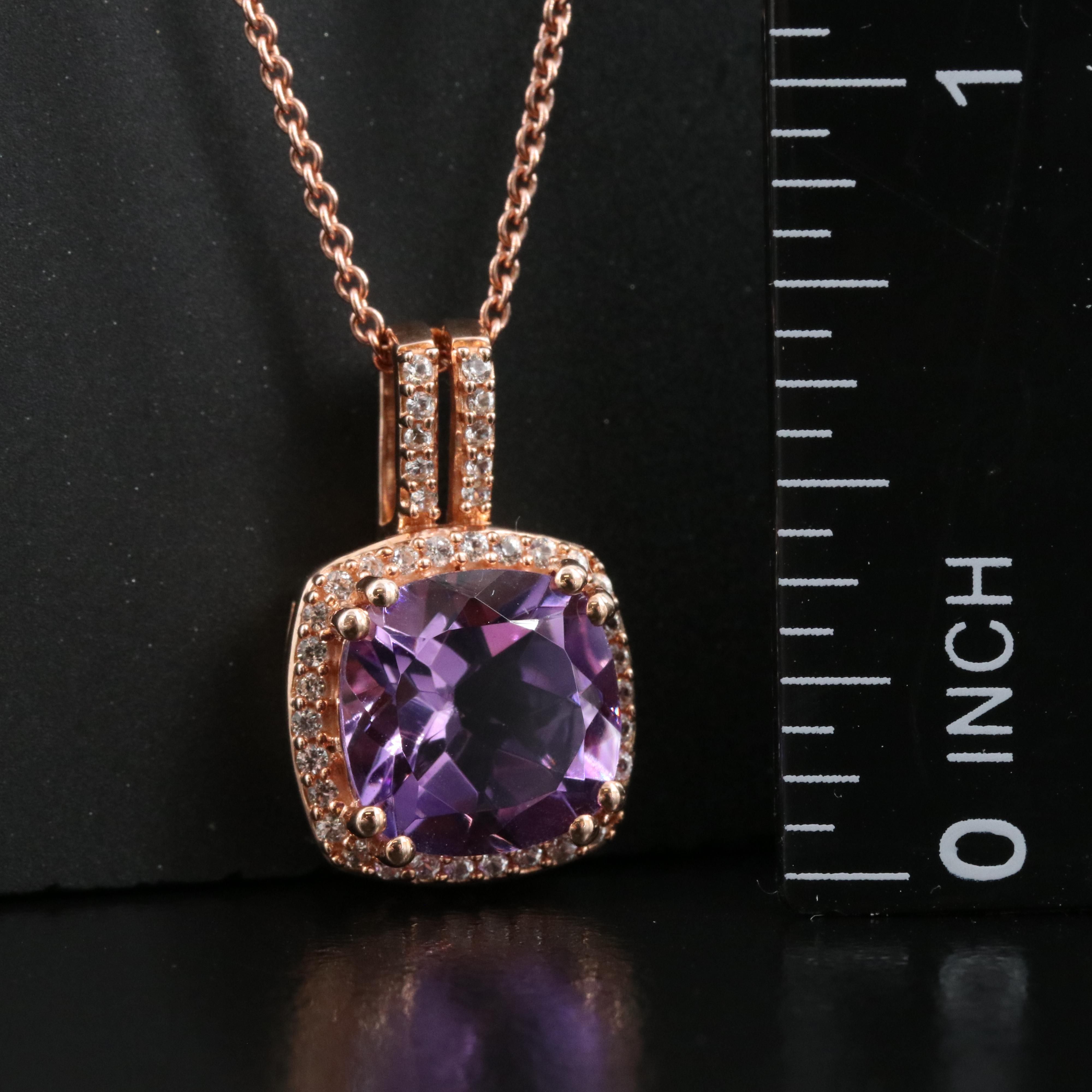 Sterling Amethyst and Sapphire Pendant Necklace
