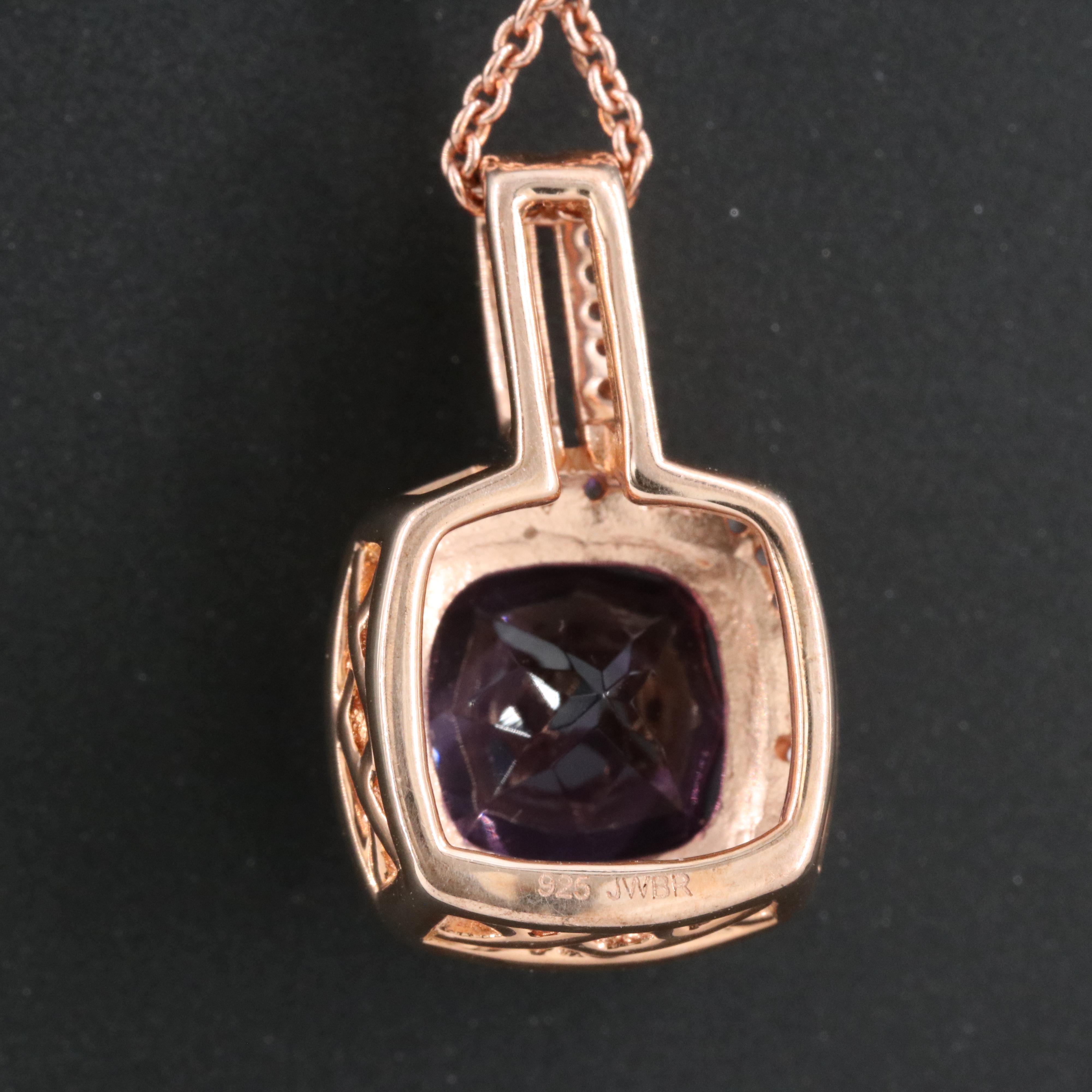 Sterling Amethyst and Sapphire Pendant Necklace