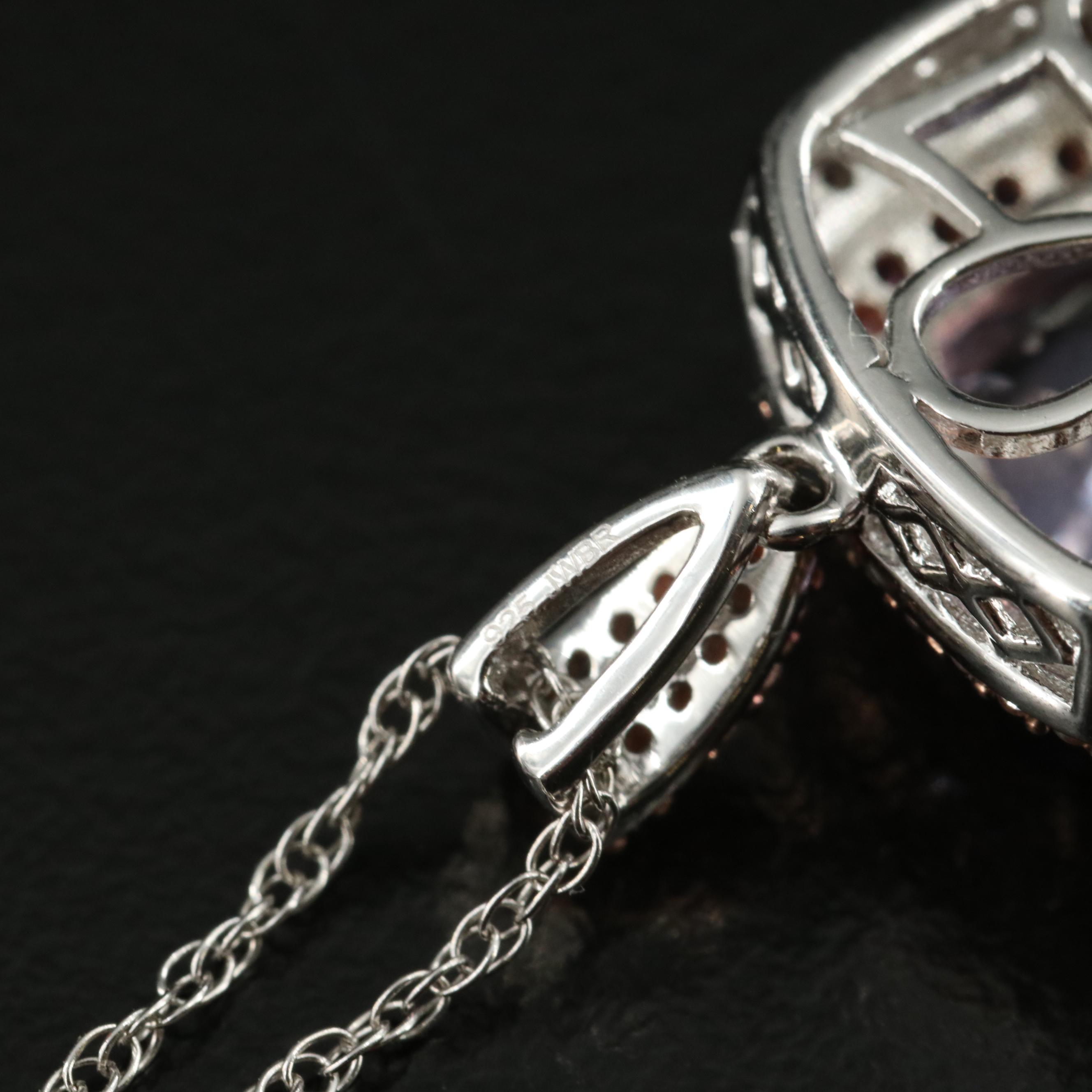 Sterling Amethyst and Sapphire Pendant Necklace
