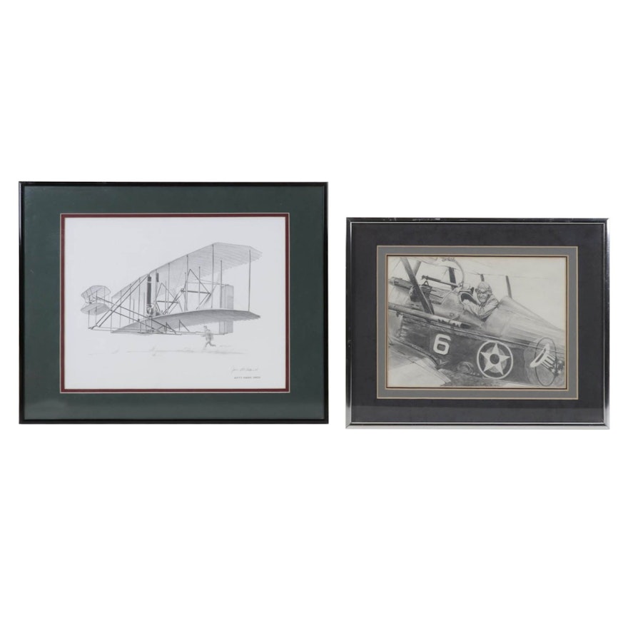 Michael Matarese and S. J. DeMarco Aviation Graphite Drawing and Halftone