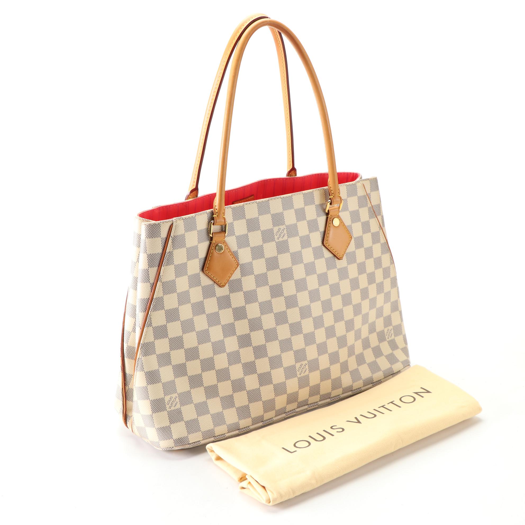 Louis Vuitton Calvi Bag in Damier Azur Canvas and Vachetta Leather