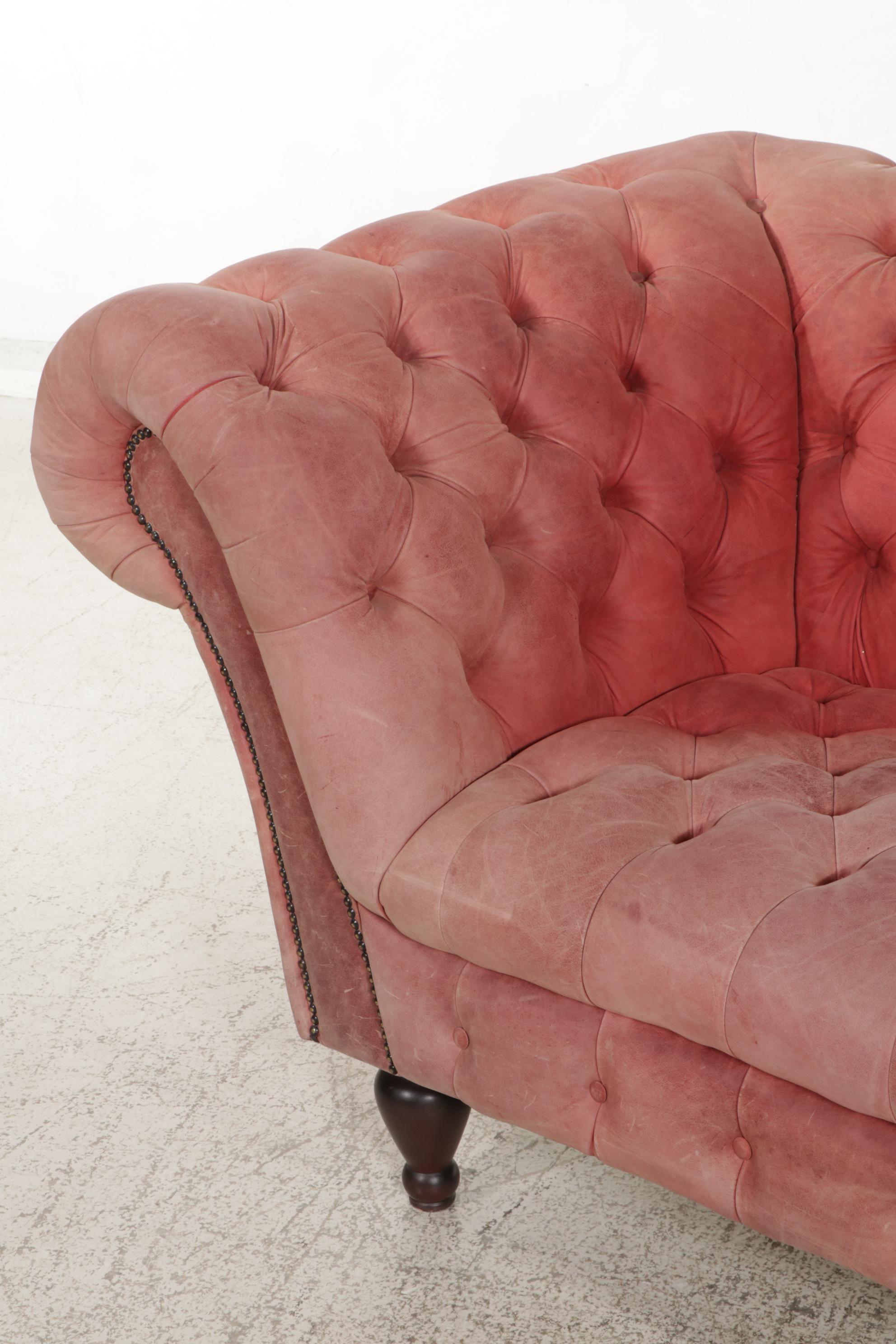 Red Leather Chesterfield Sofa