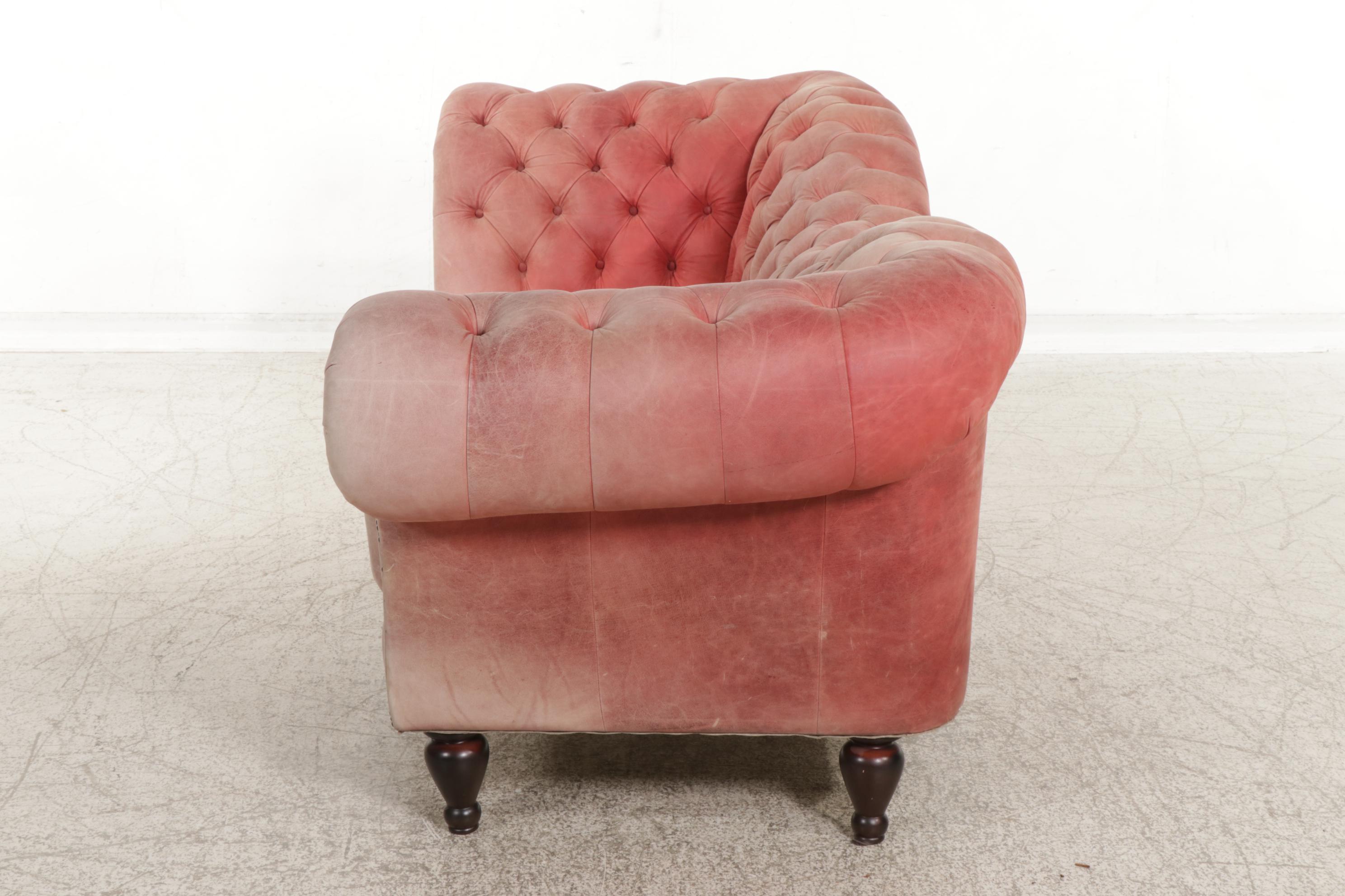 Red Leather Chesterfield Sofa