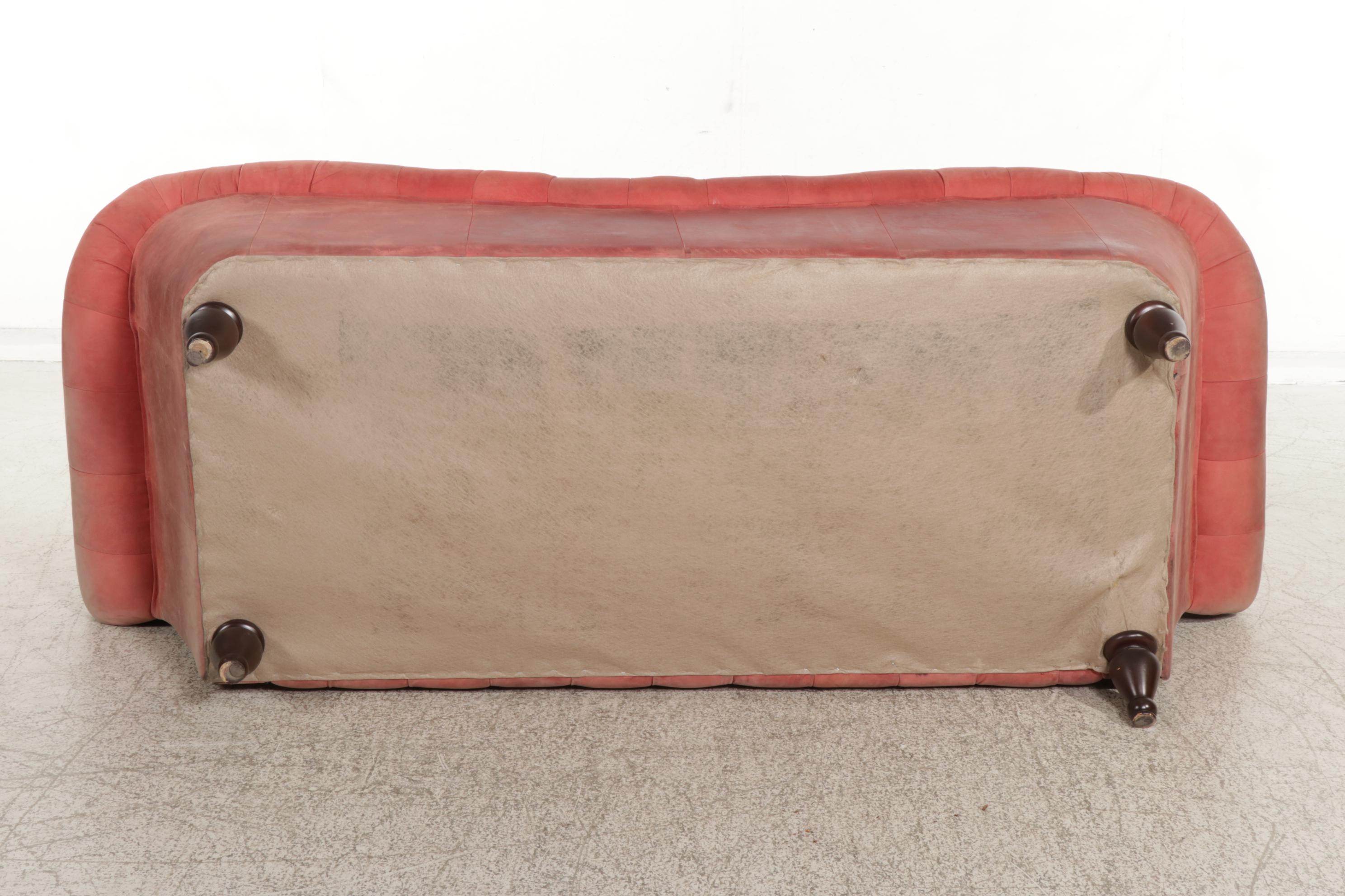 Red Leather Chesterfield Sofa