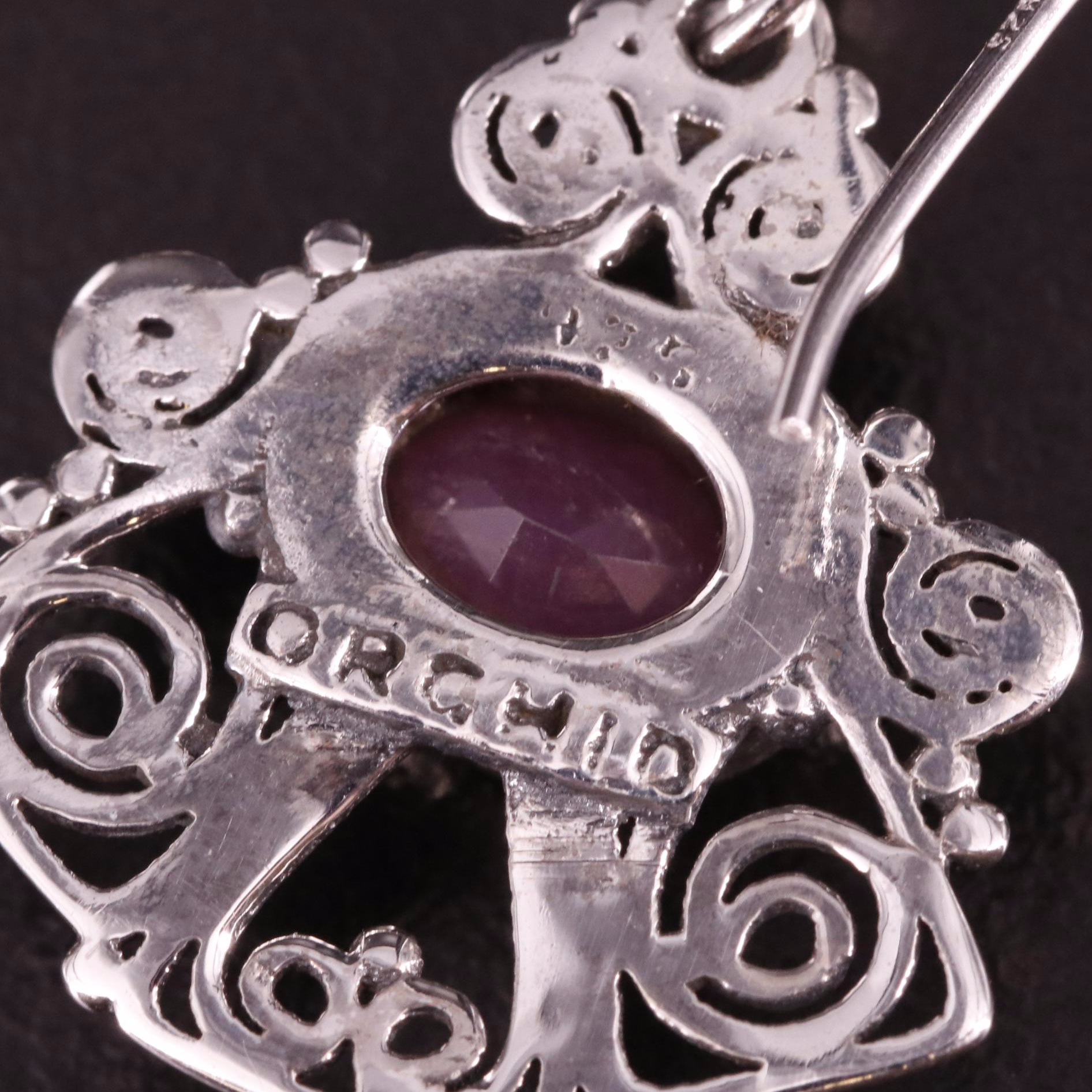 Sterling Ruby Drop Earrings