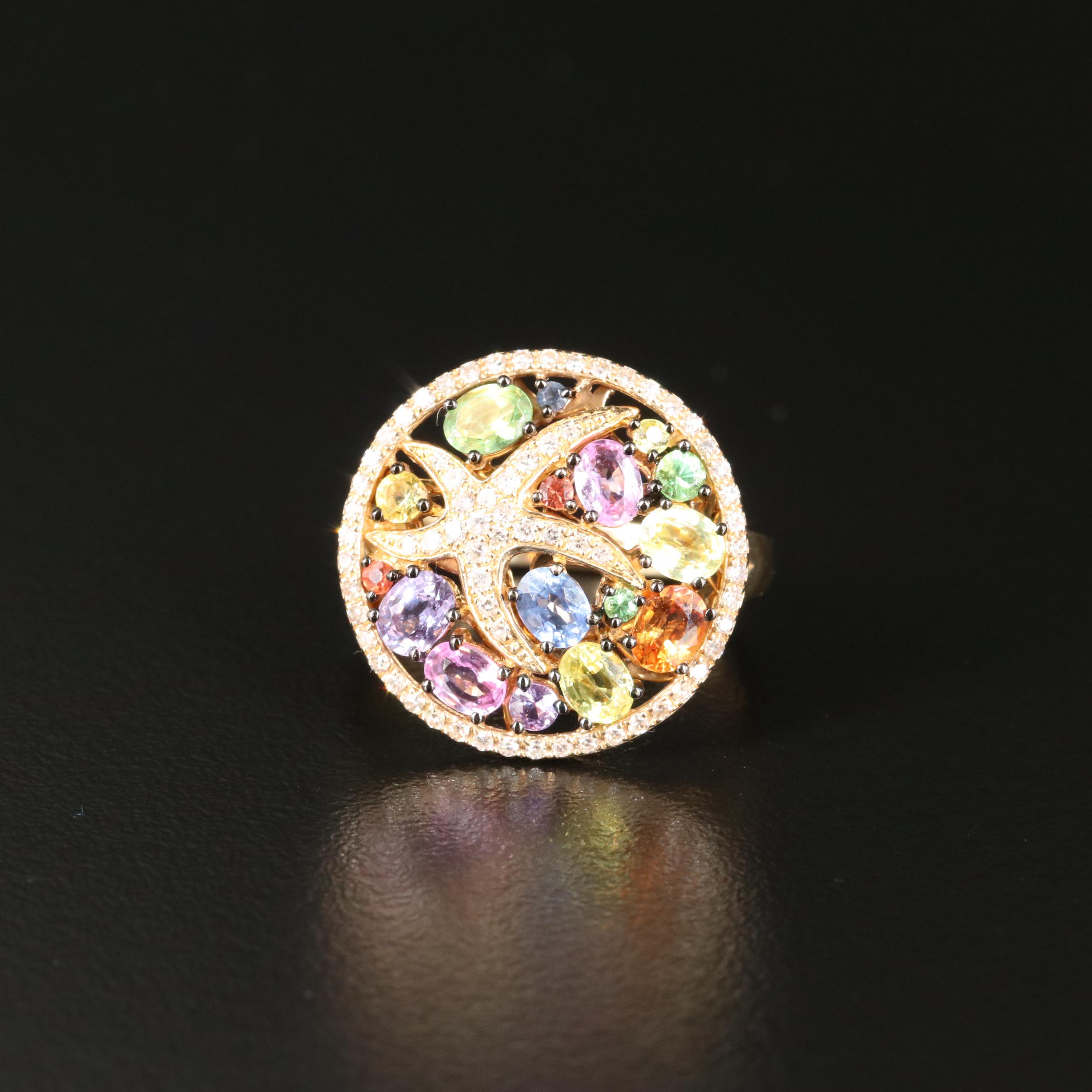 EFFY 14K Diamond, Sapphire and Tsavorite Starfish Ring
