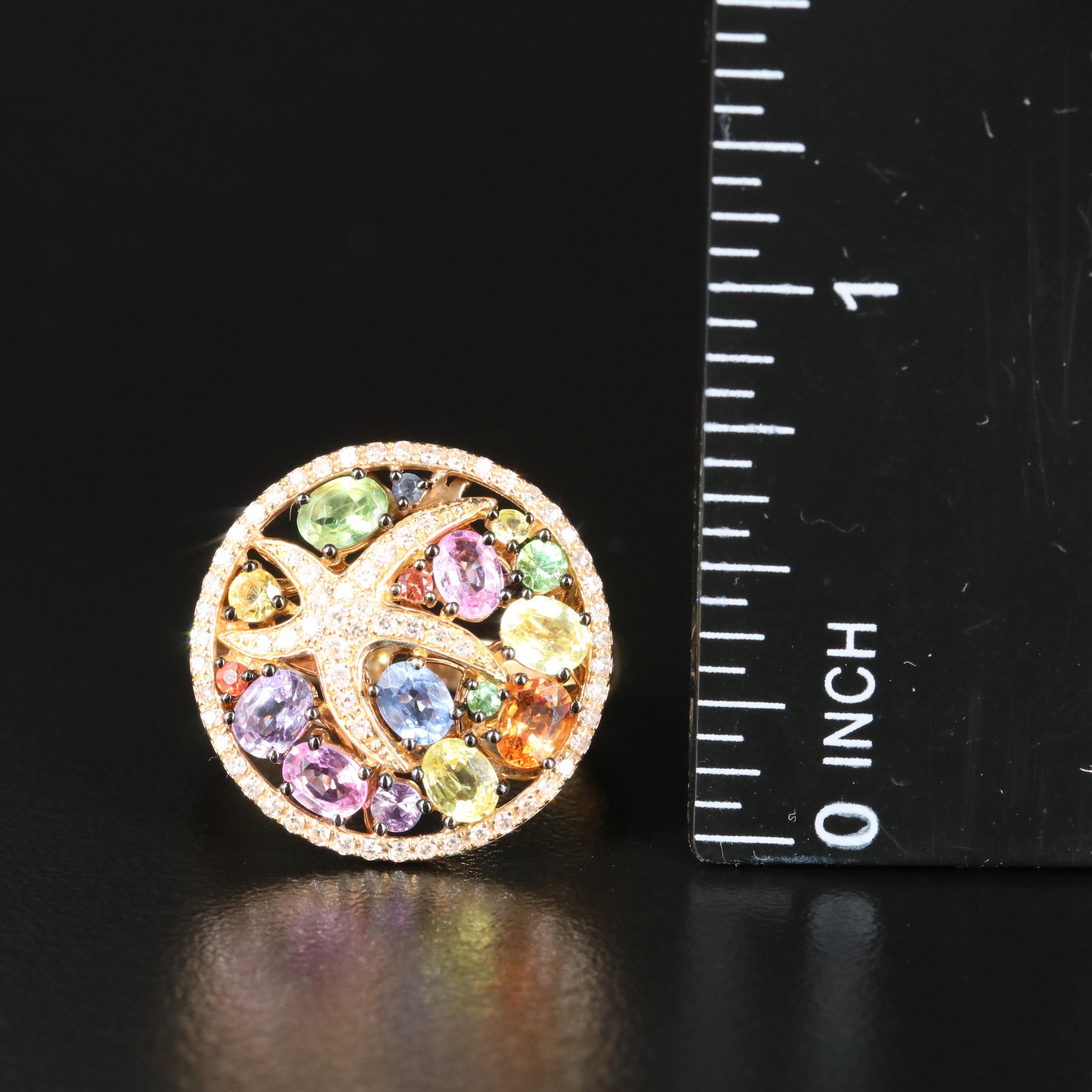 EFFY 14K Diamond, Sapphire and Tsavorite Starfish Ring