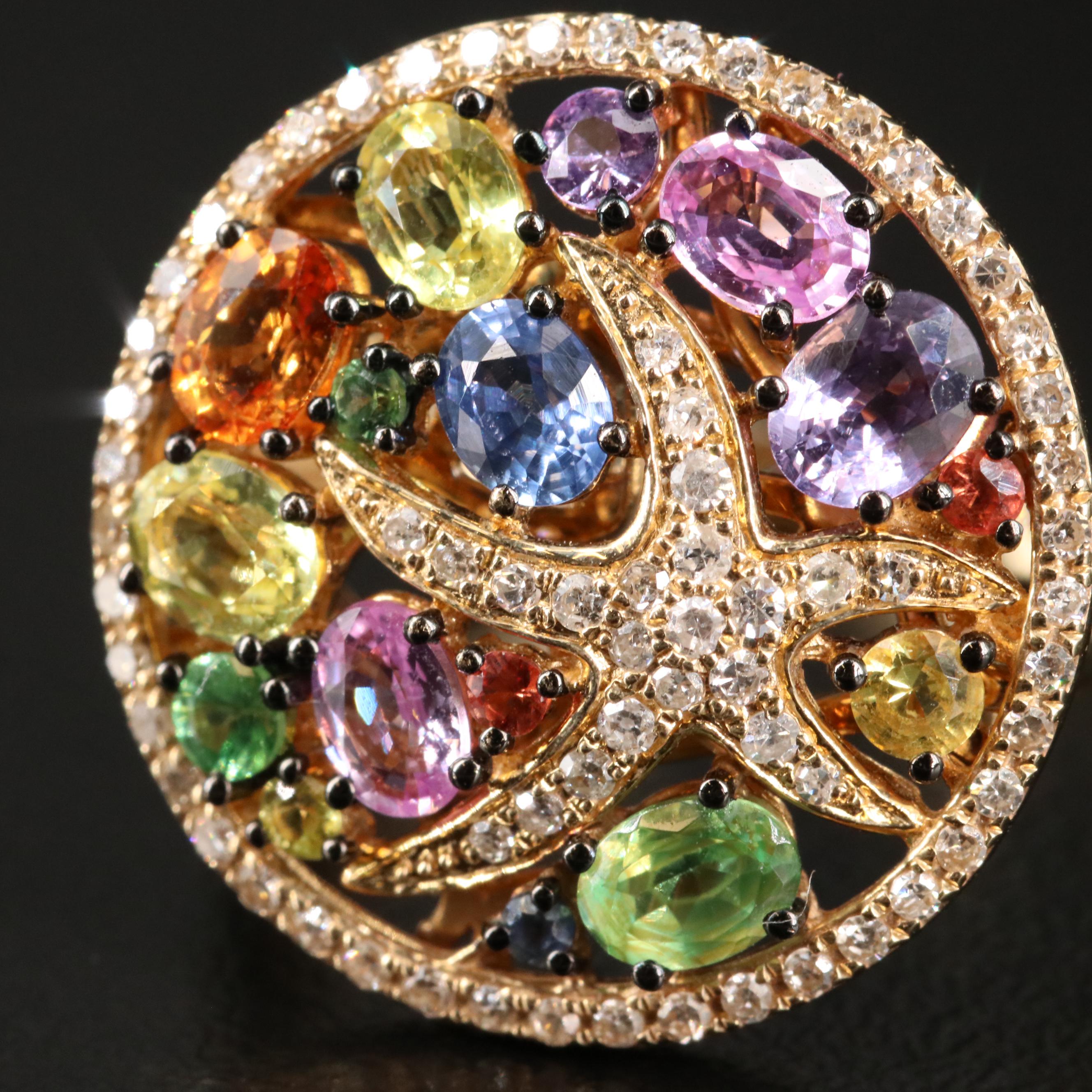 EFFY 14K Diamond, Sapphire and Tsavorite Starfish Ring