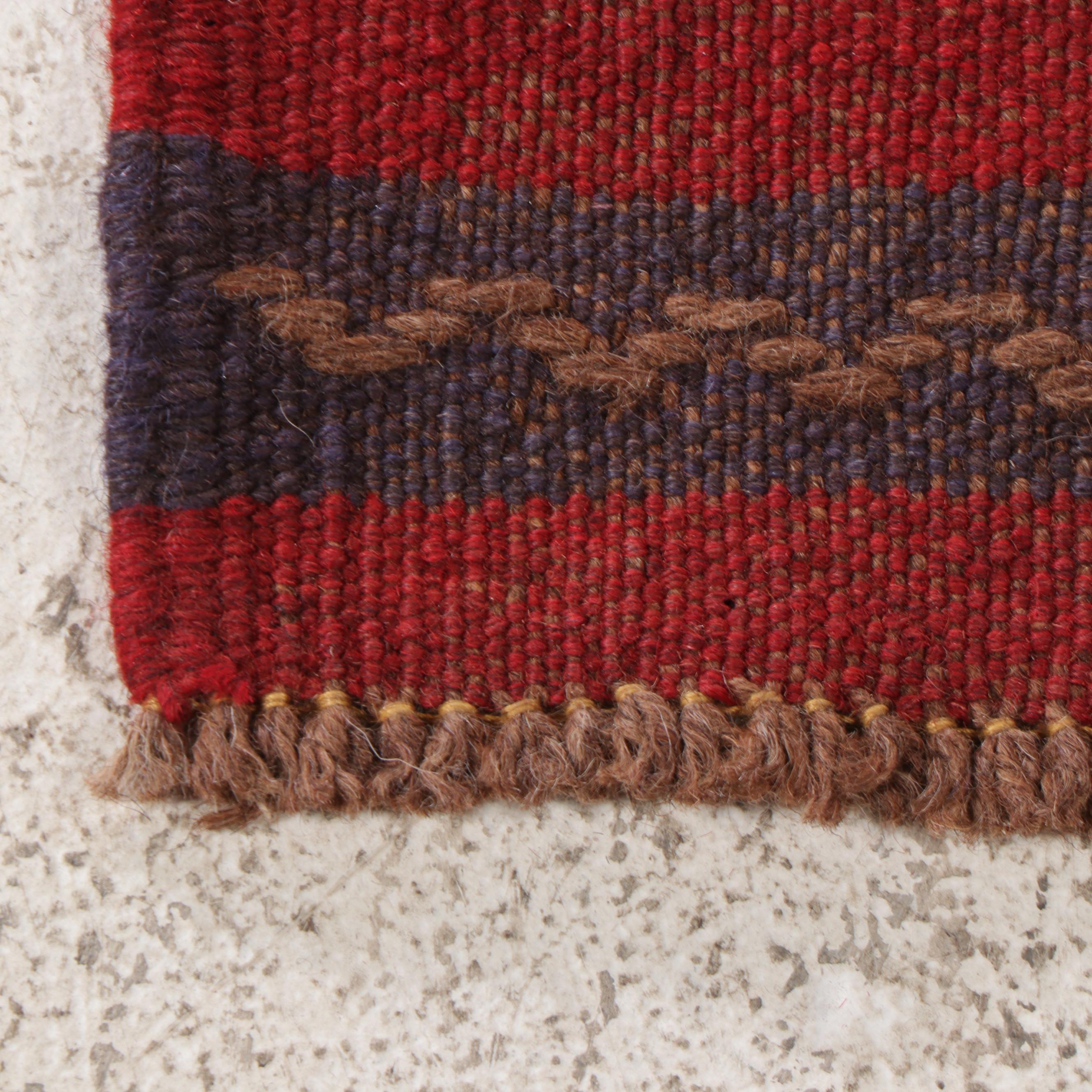 2' x 9' Mixed-Technique Hand-Knotted Afghan Baluch Carpet Runner