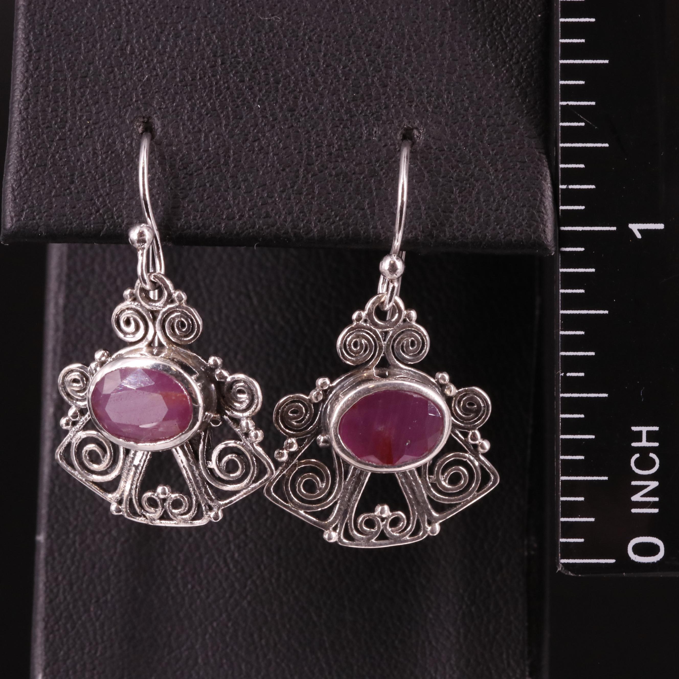 Sterling Ruby Drop Earrings