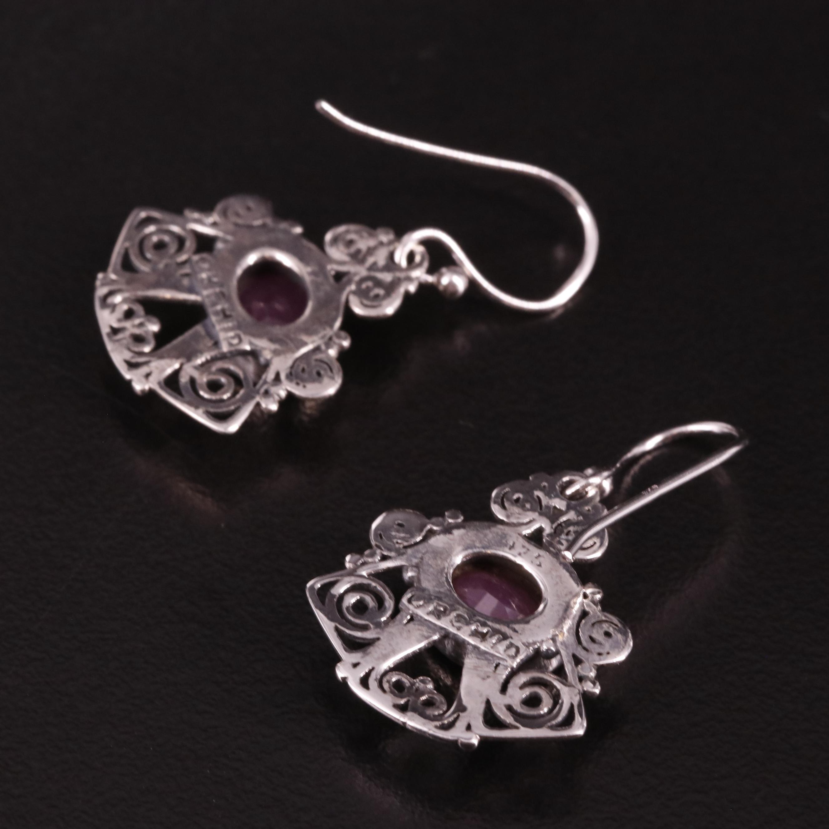 Sterling Ruby Drop Earrings