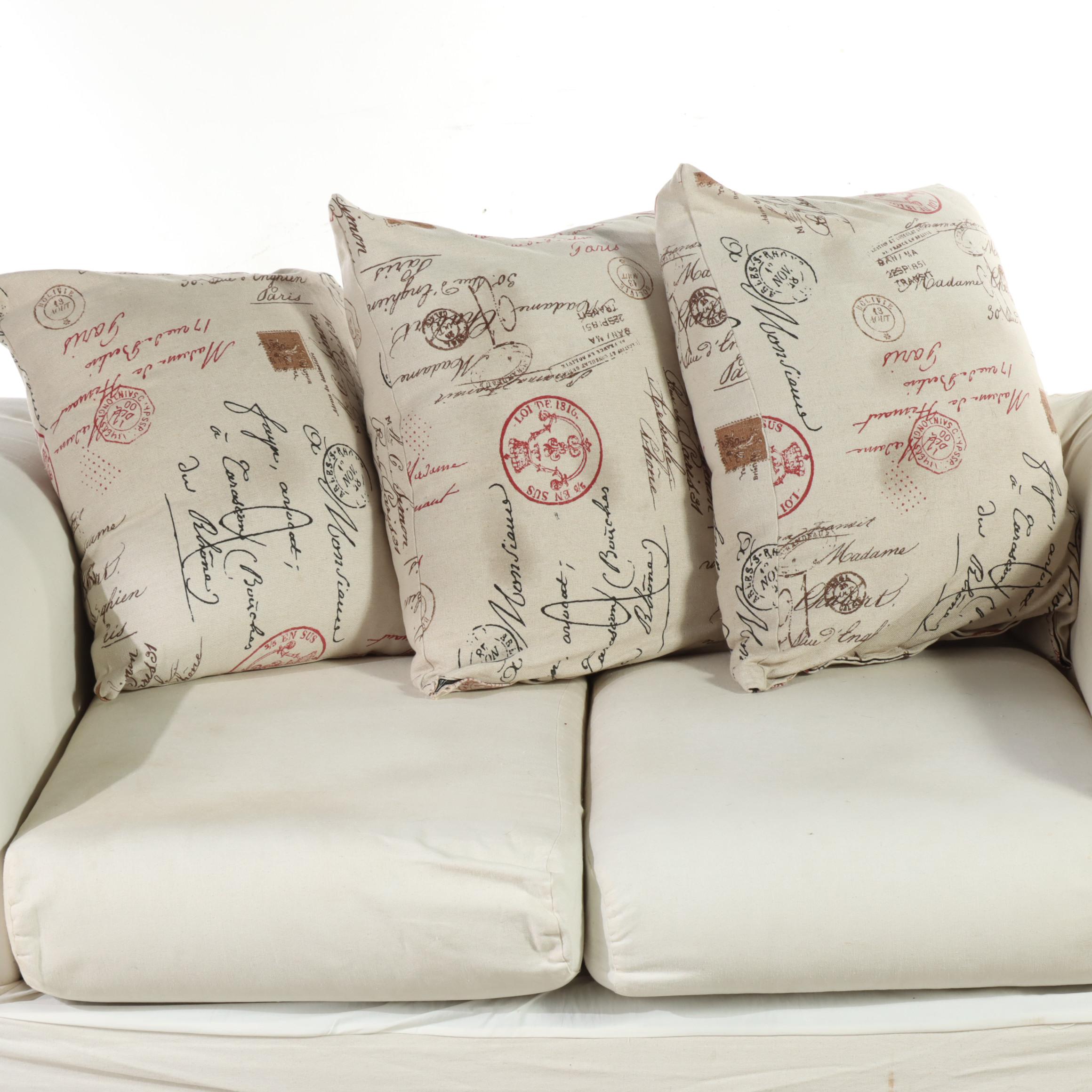 Golden Chair Slipcovered Loveseat Sofa with Back Pillows