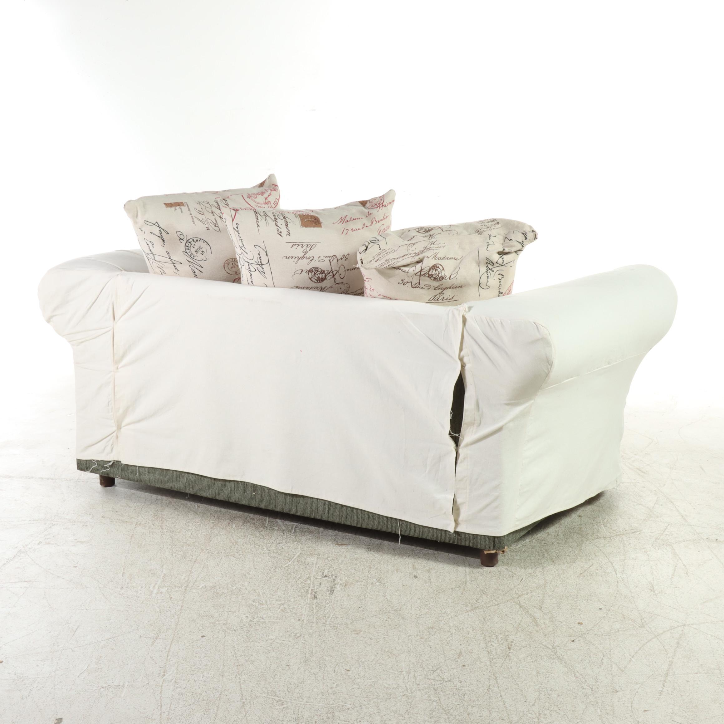 Golden Chair Slipcovered Loveseat Sofa with Back Pillows