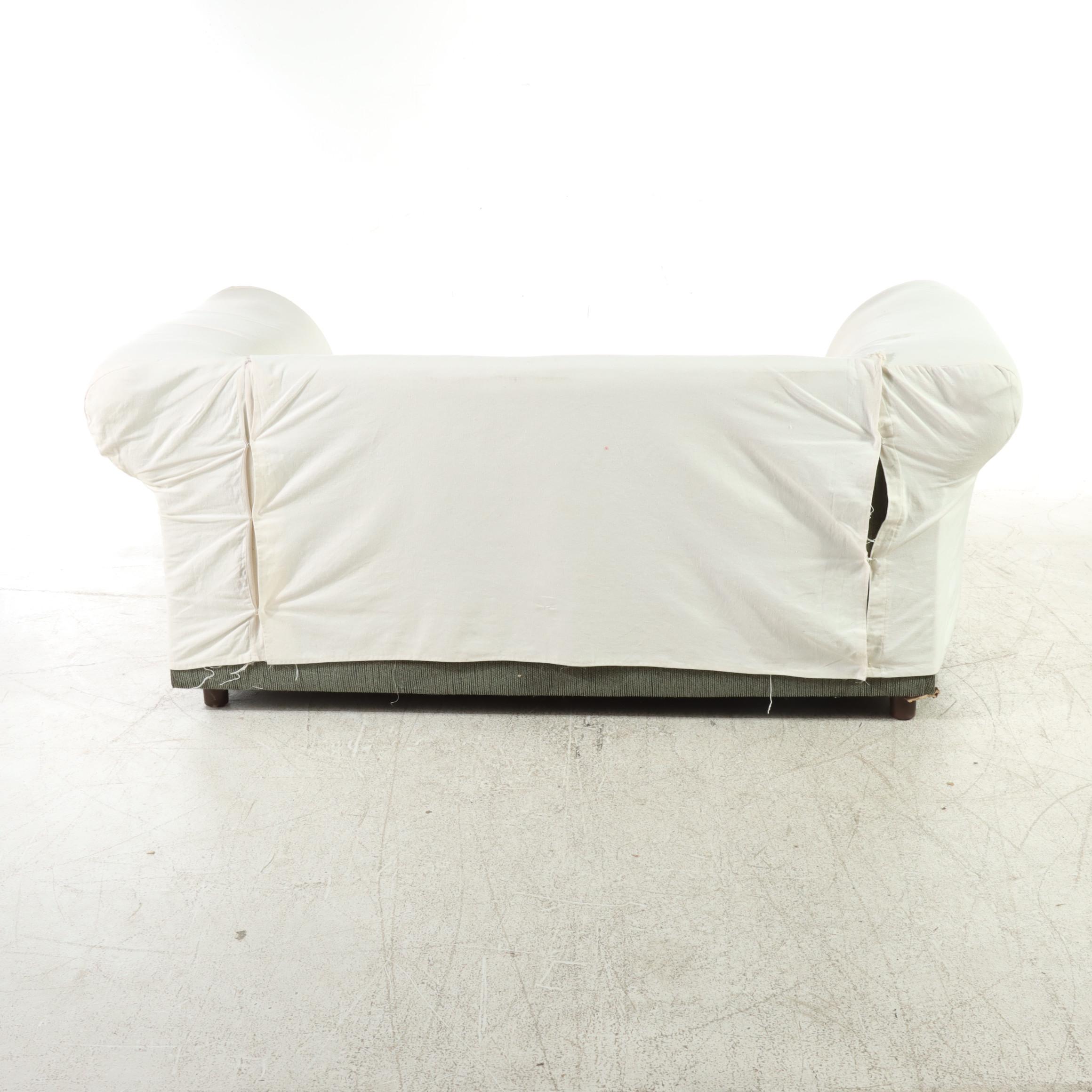 Golden Chair Slipcovered Loveseat Sofa with Back Pillows