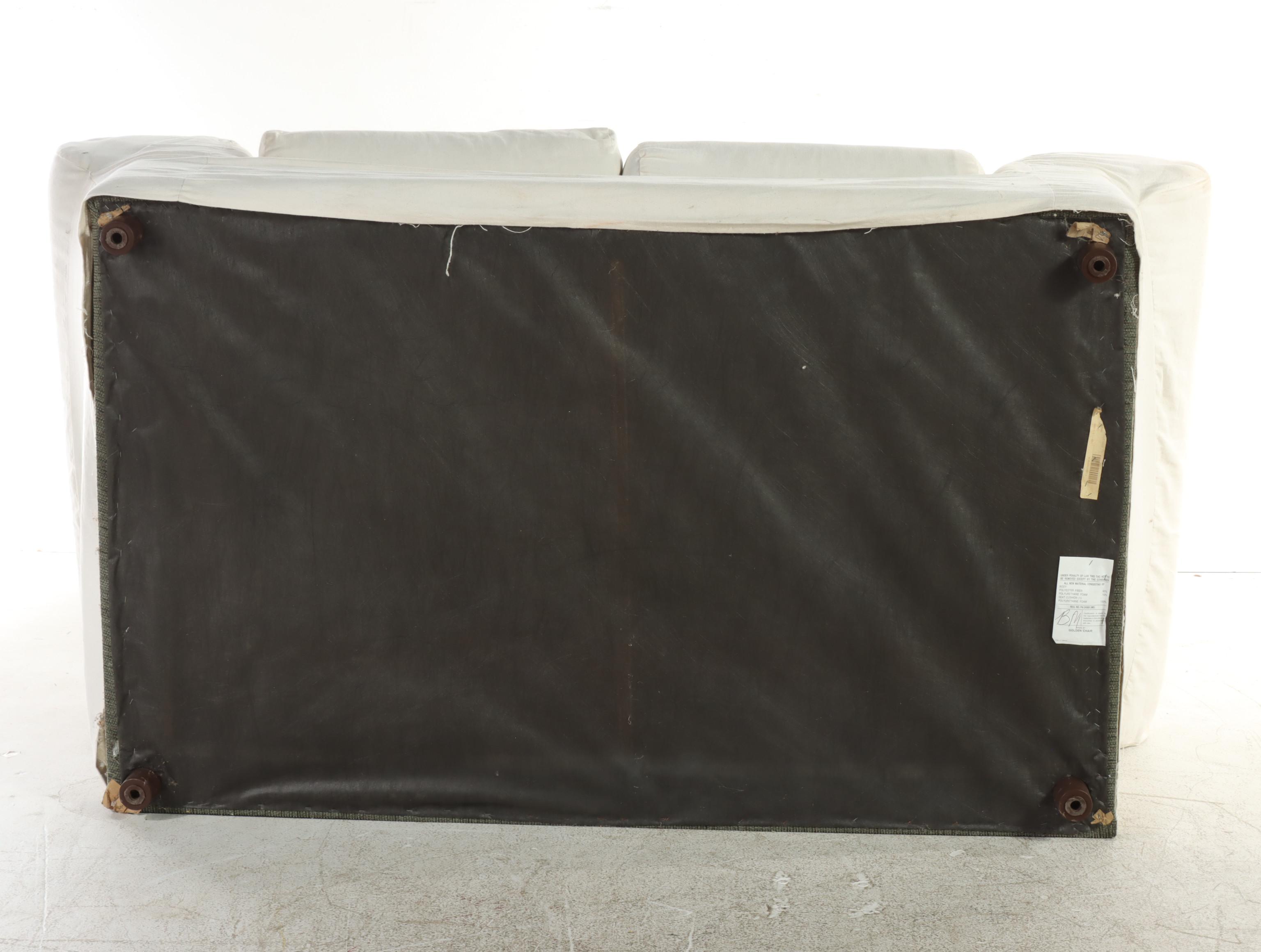 Golden Chair Slipcovered Loveseat Sofa with Back Pillows