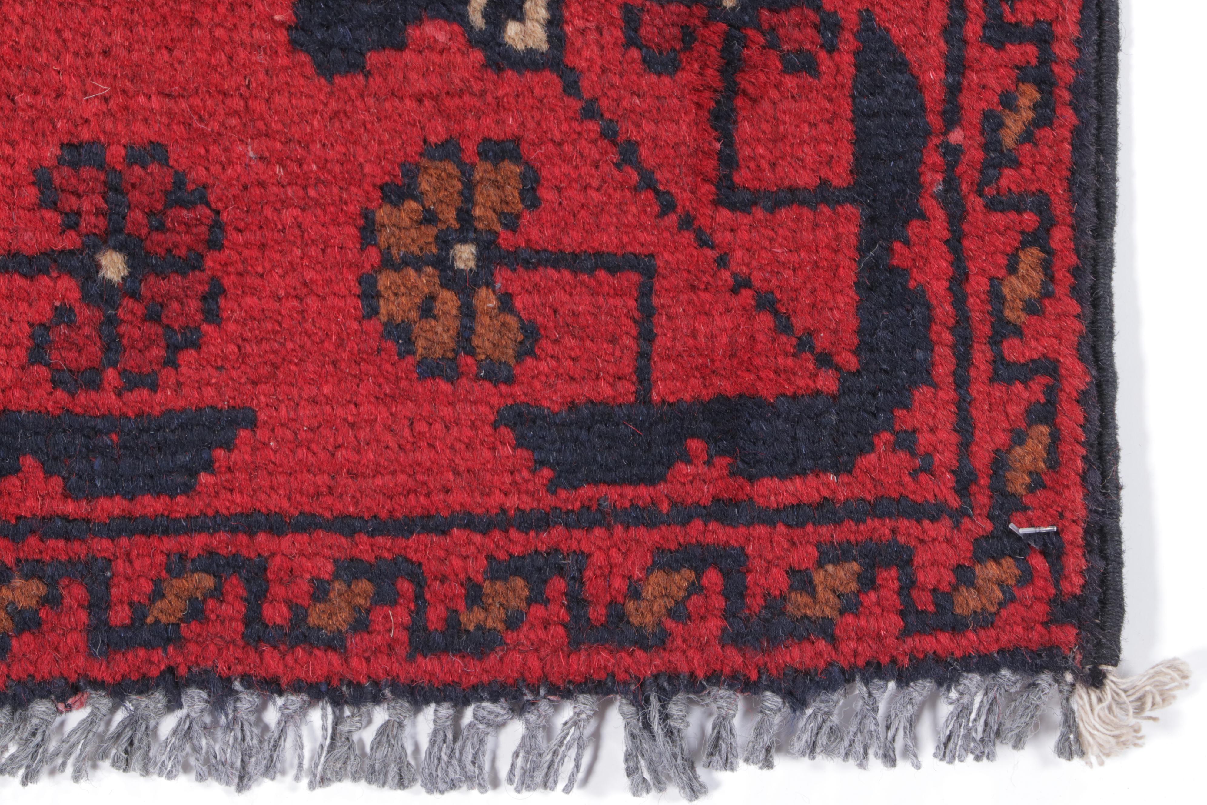 1'9 x 3'3 Hand-Knotted Afghan Baluch Accent Rug