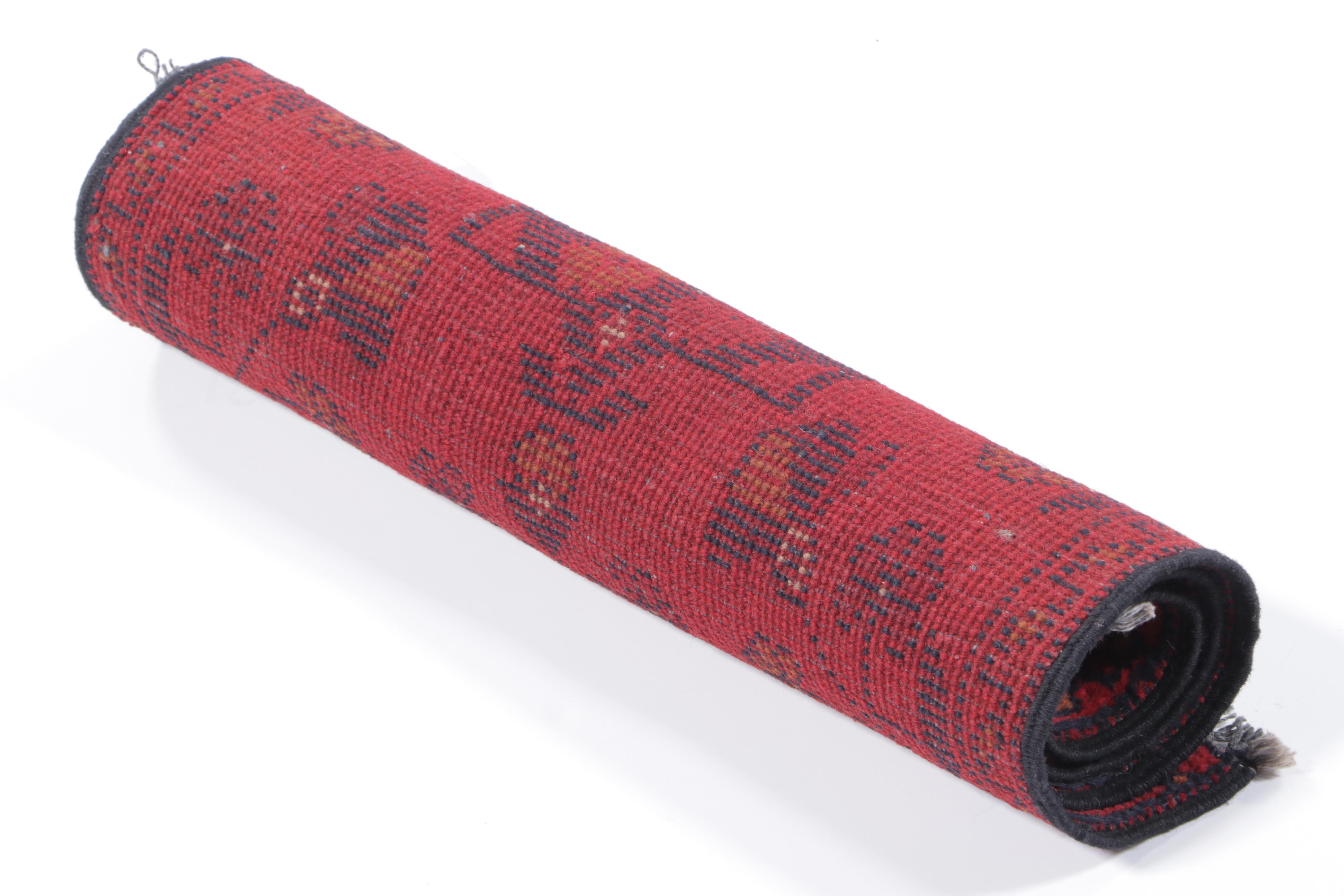 1'9 x 3'3 Hand-Knotted Afghan Baluch Accent Rug