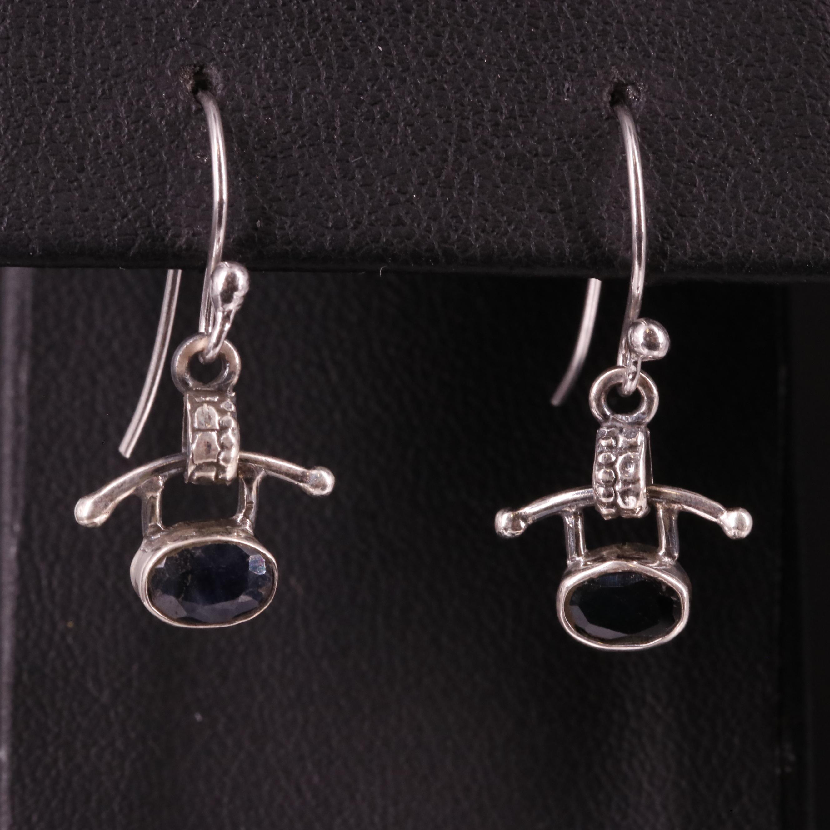 Sterling Sapphire Drop Earrings