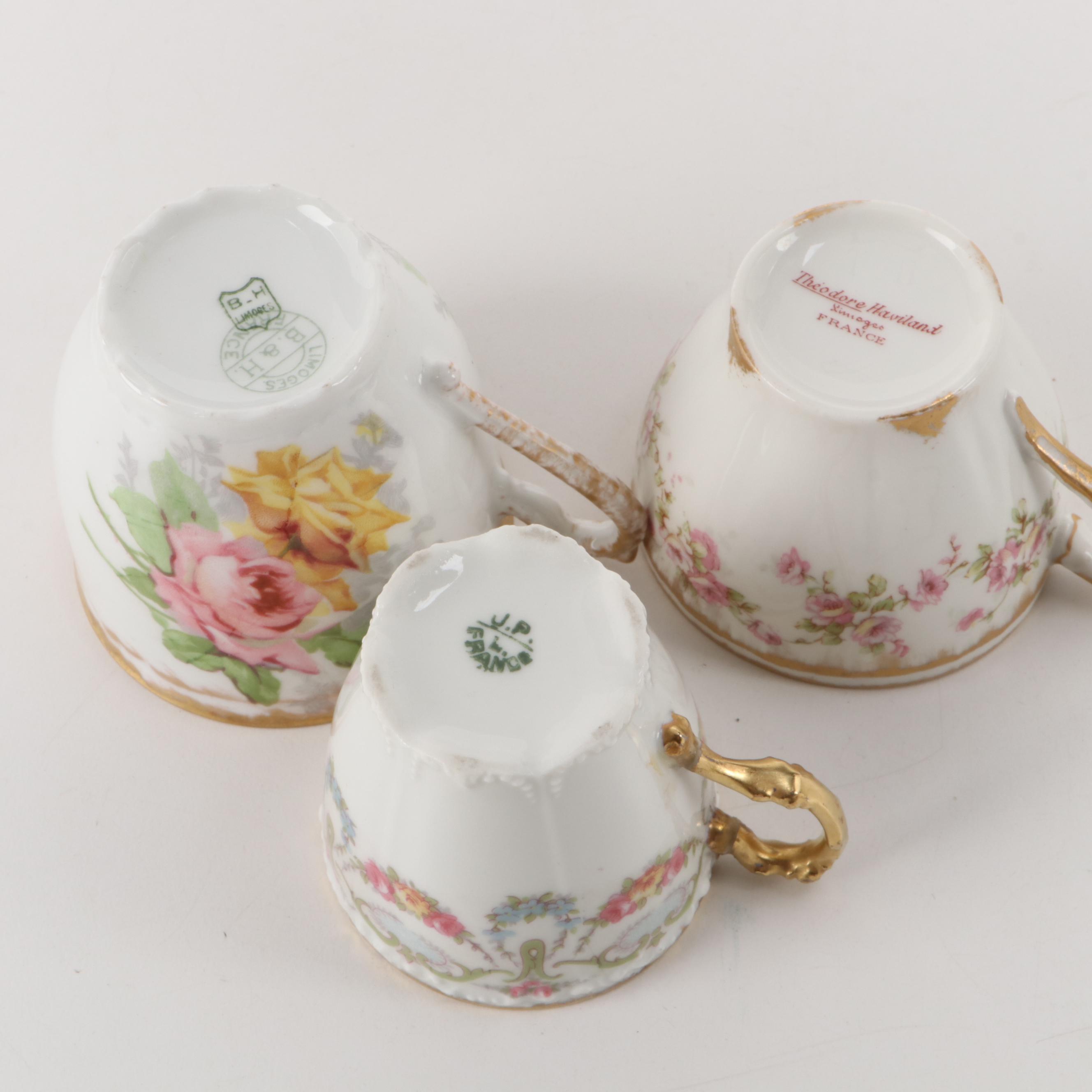 Rigo & Co. Cobalt and Lace Porcelain Demitasse with Other Tea and Demitasse Cups