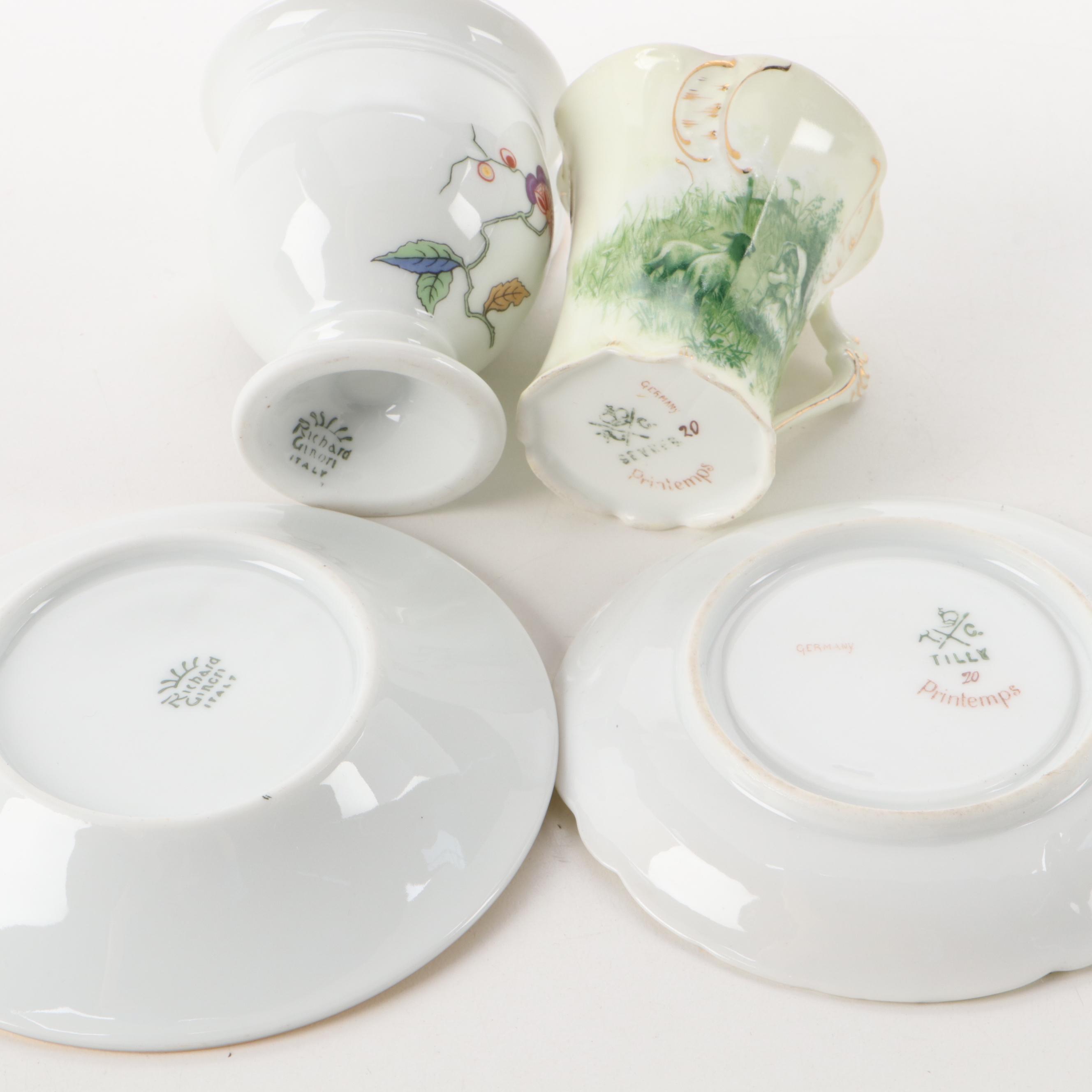 Rigo & Co. Cobalt and Lace Porcelain Demitasse with Other Tea and Demitasse Cups