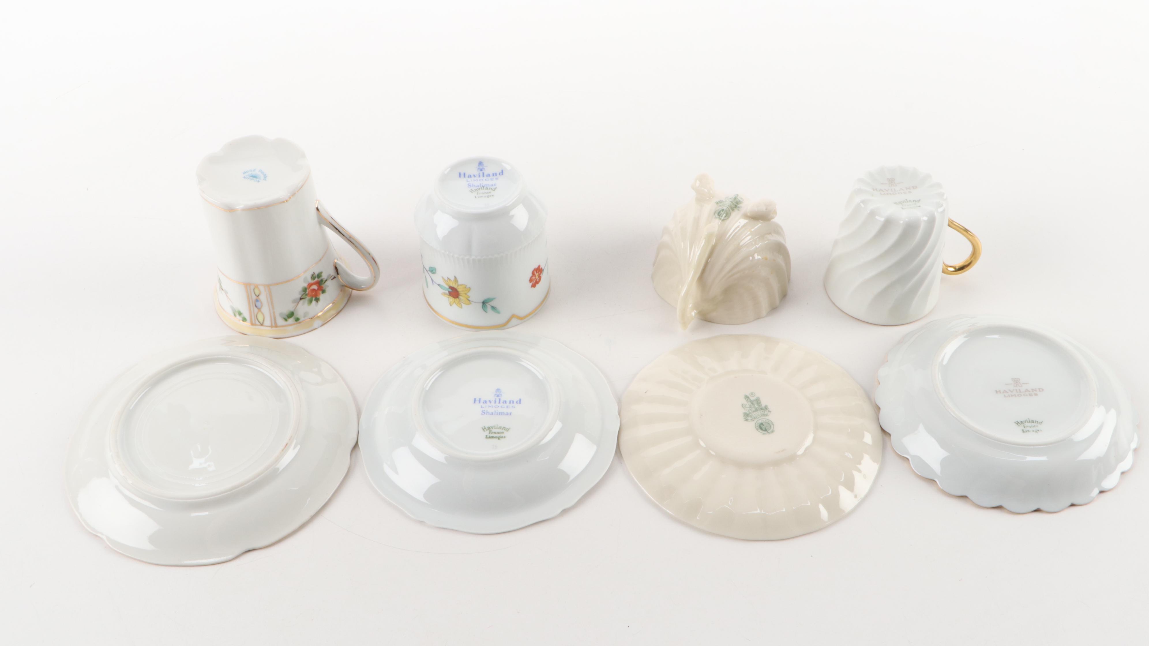 Rigo & Co. Cobalt and Lace Porcelain Demitasse with Other Tea and Demitasse Cups