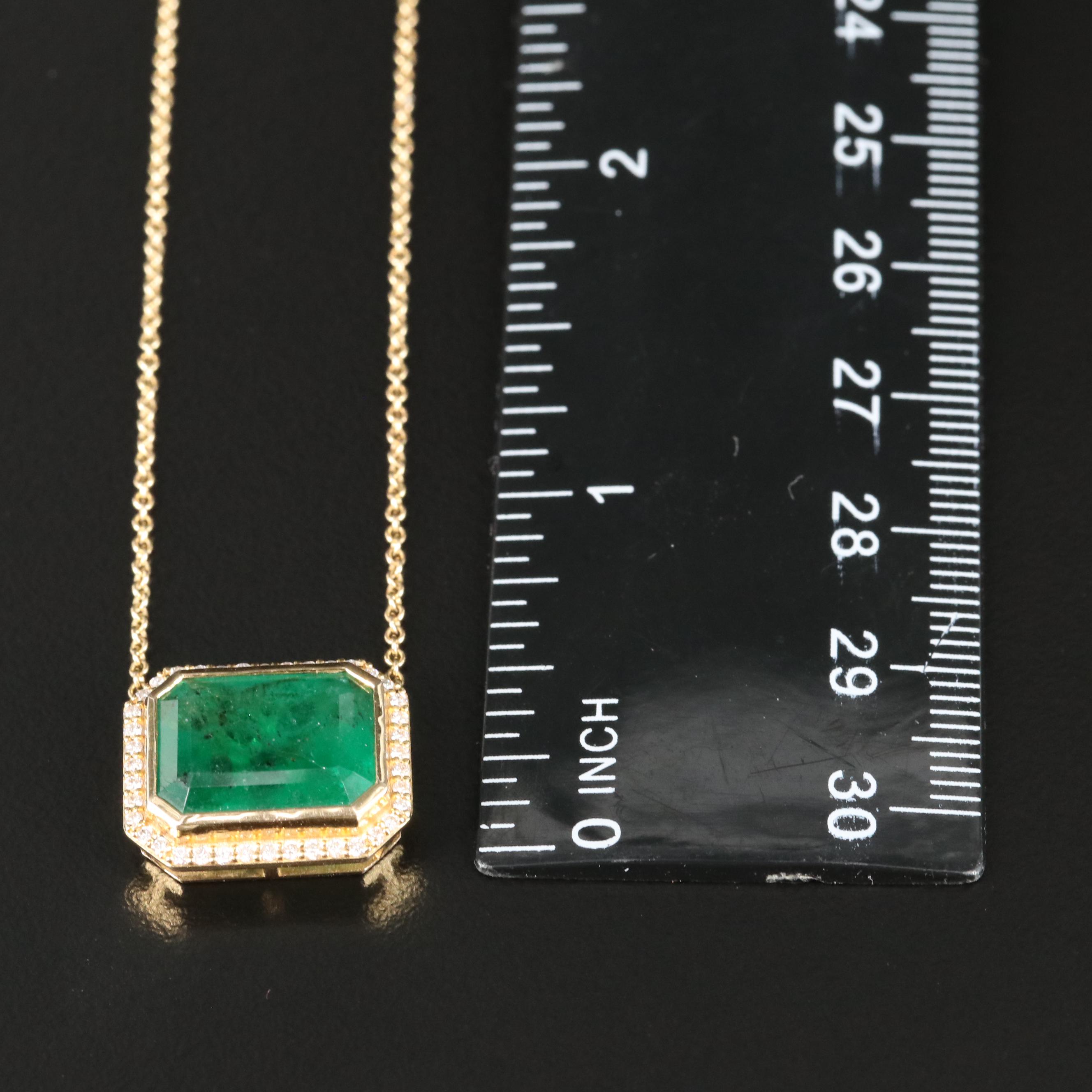 14K 6.00 CT Emerald and Diamond Necklace