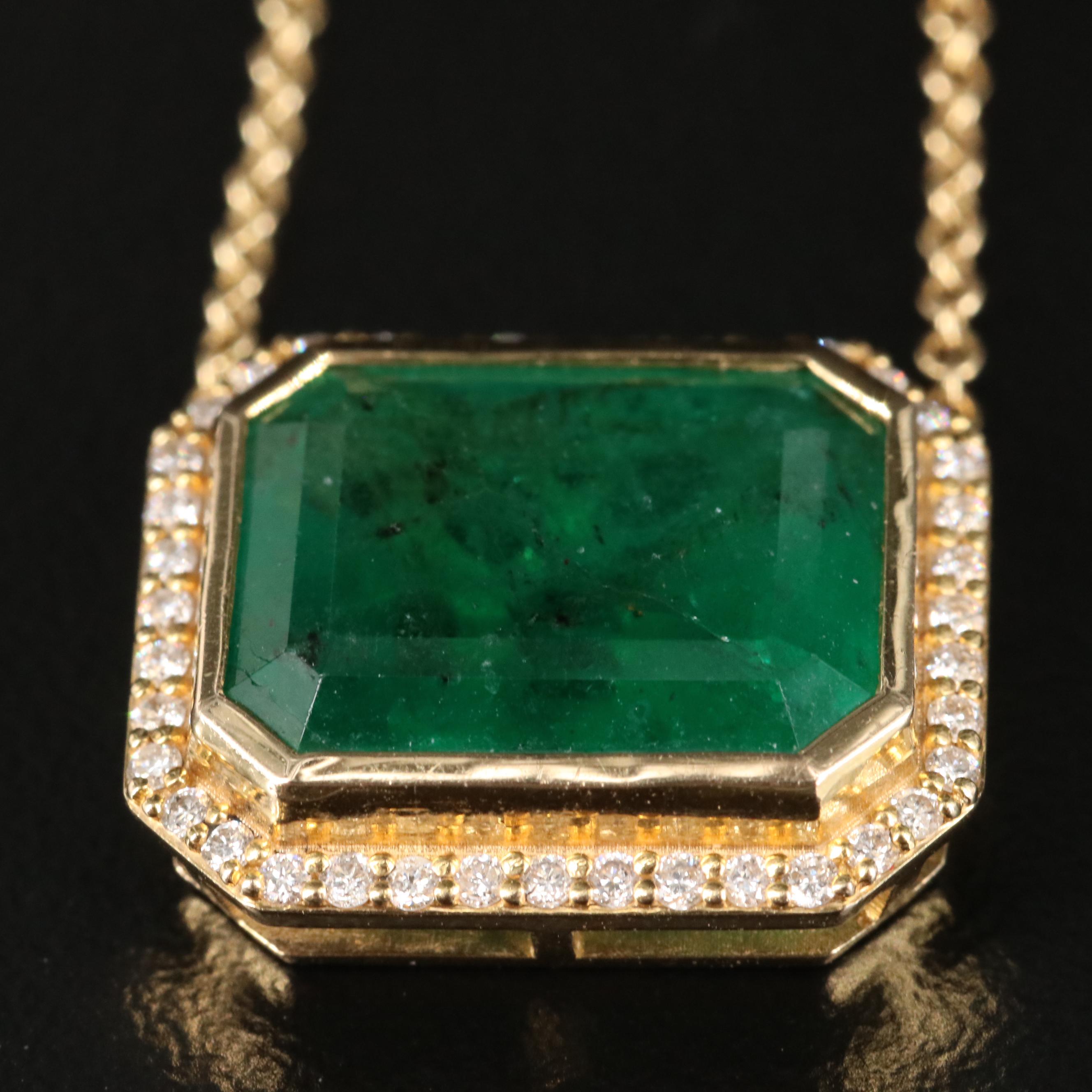 14K 6.00 CT Emerald and Diamond Necklace