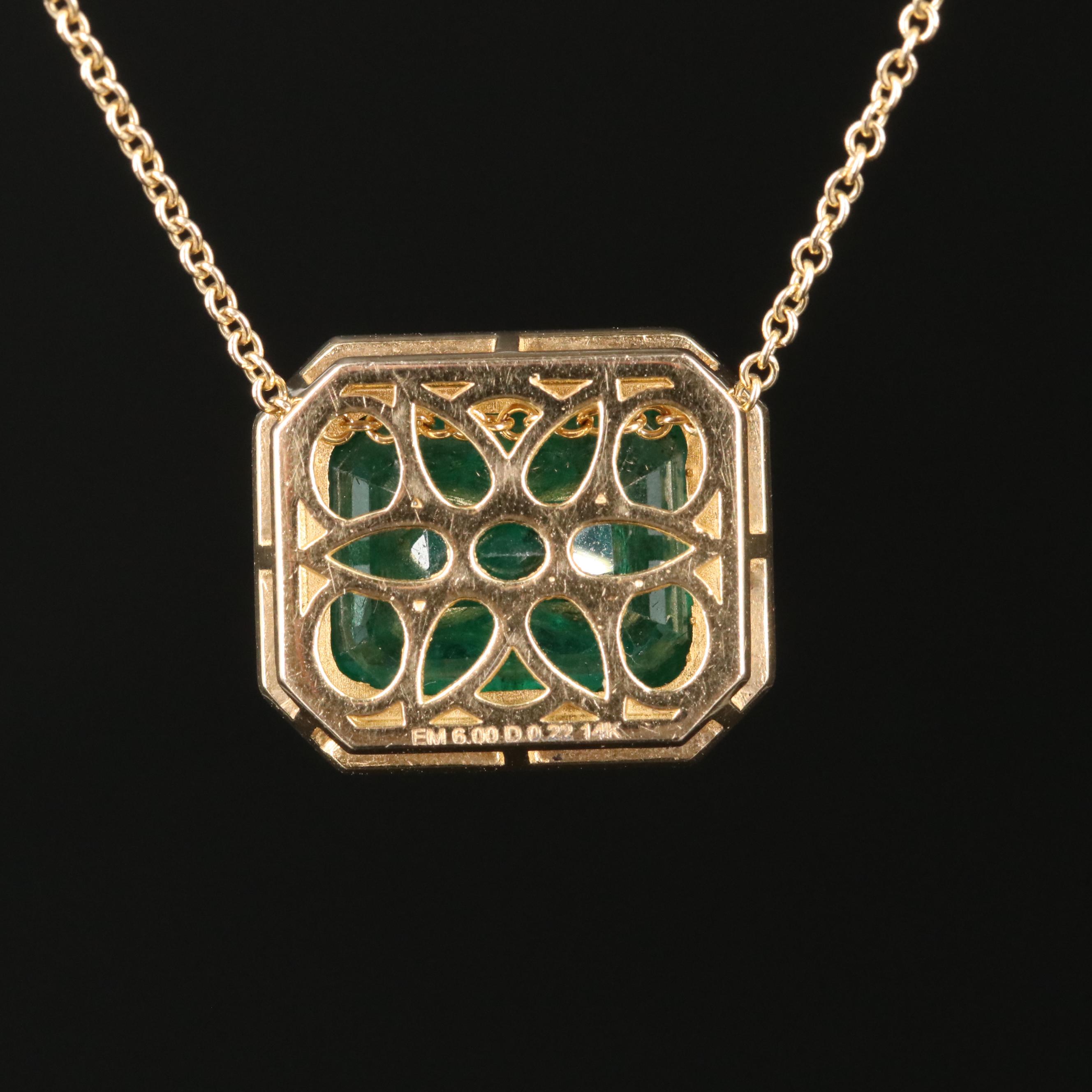 14K 6.00 CT Emerald and Diamond Necklace
