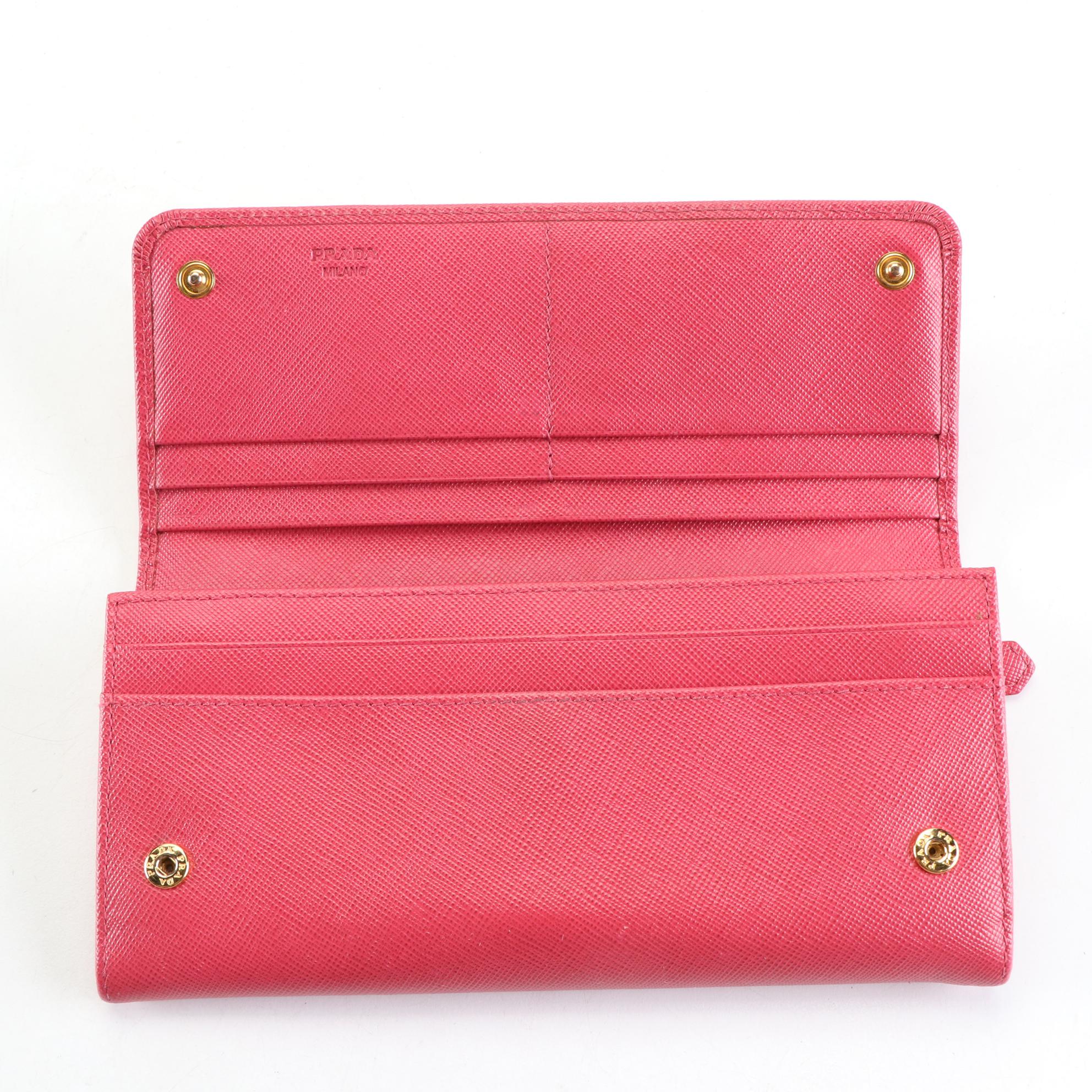 Prada Bow Wallet in Peonia Saffiano Leather