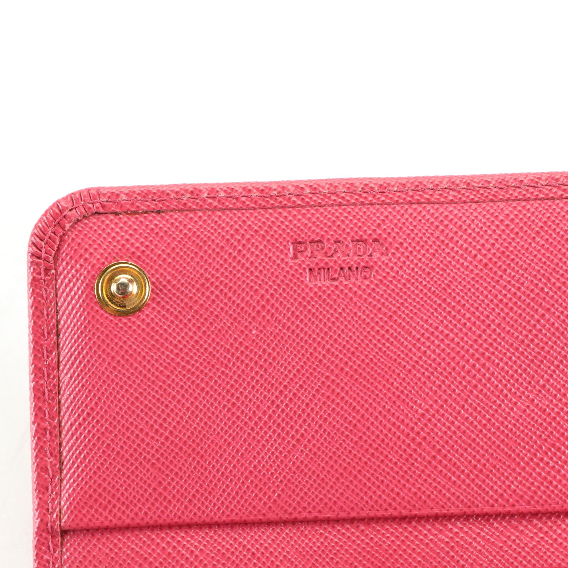 Prada Bow Wallet in Peonia Saffiano Leather