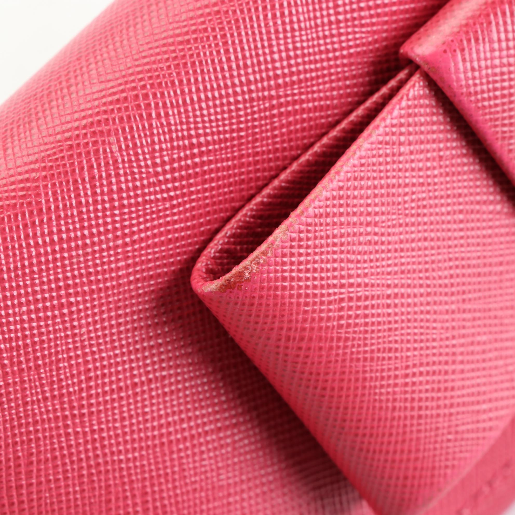 Prada Bow Wallet in Peonia Saffiano Leather