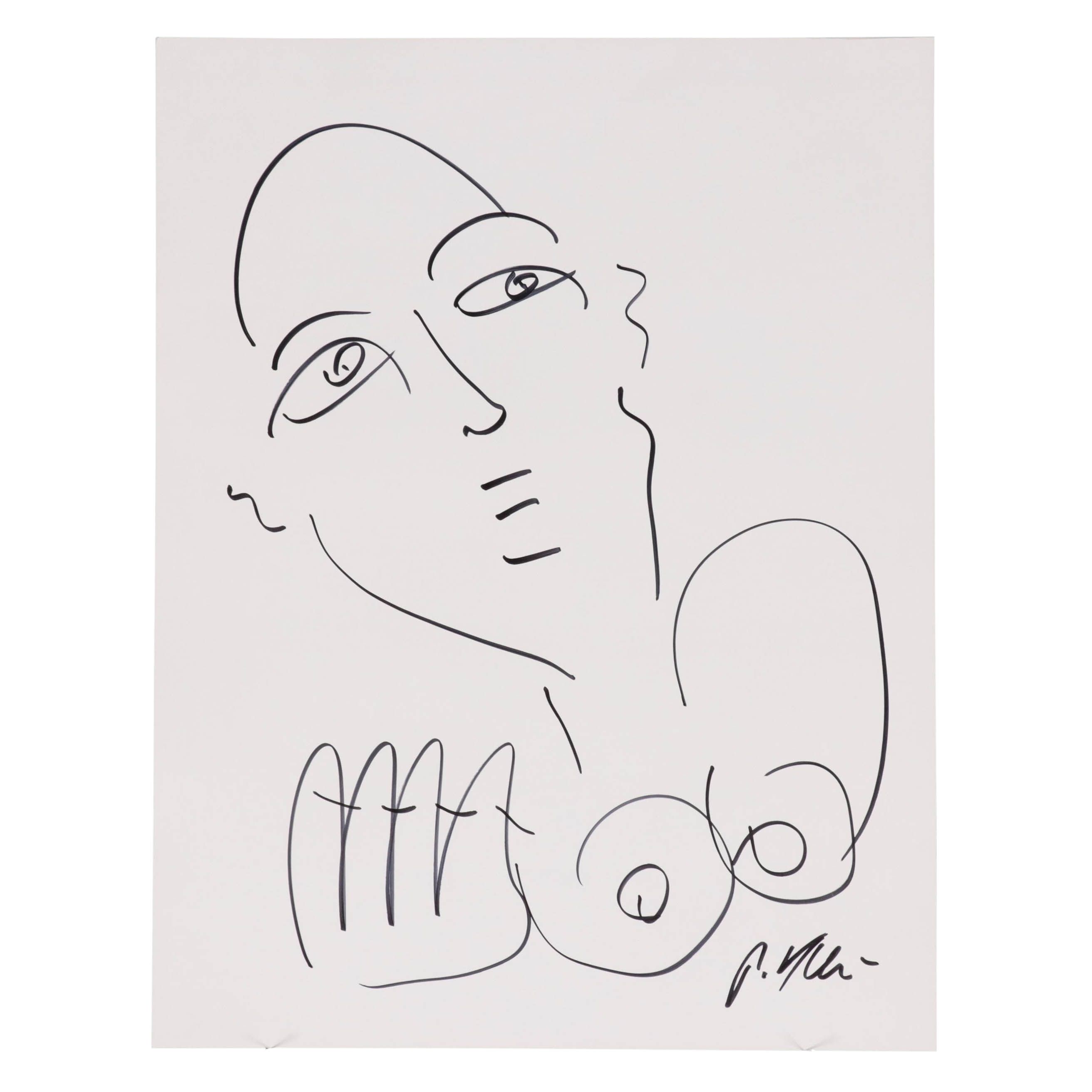 Peter Keil Abstract Ink Portrait Drawing