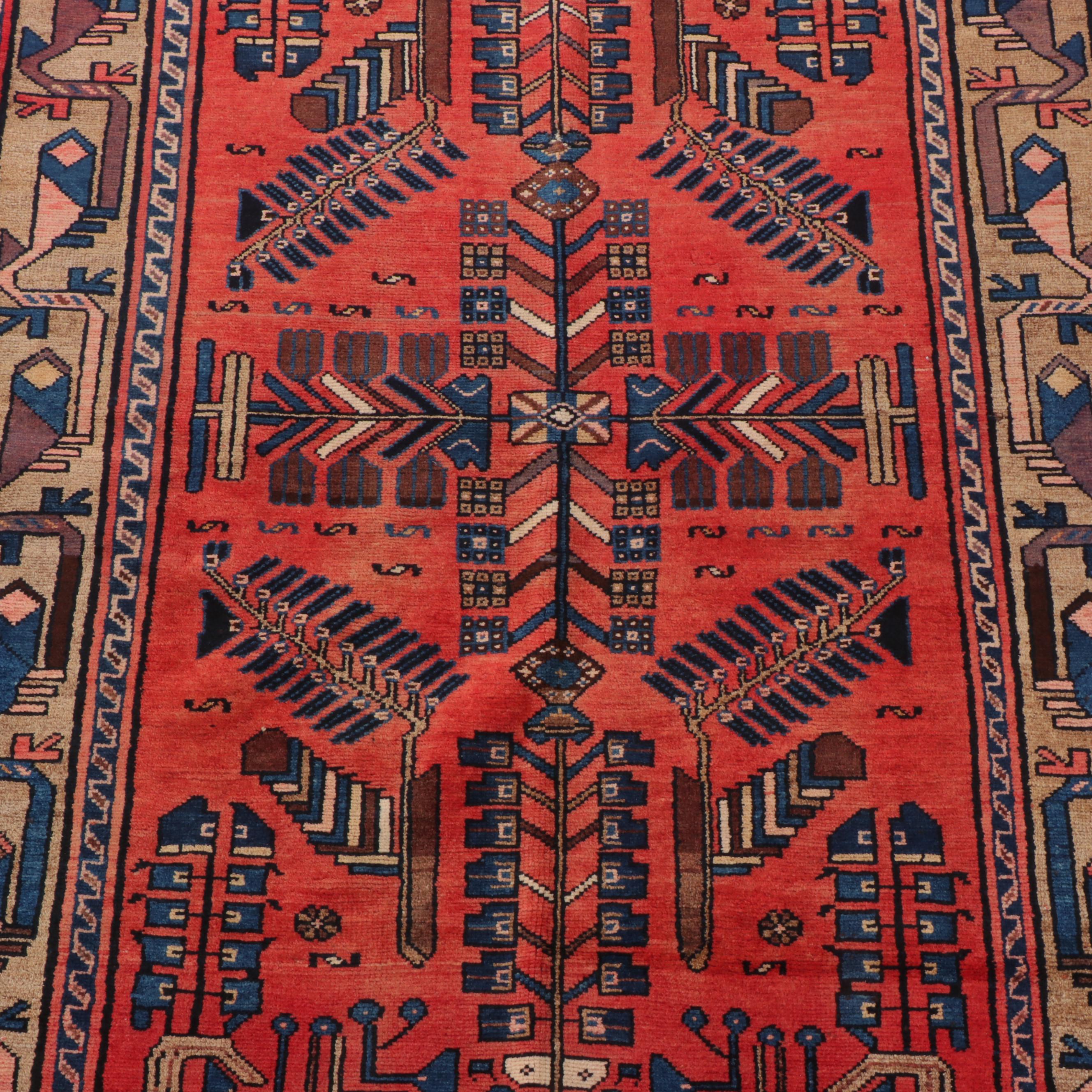 4'4 x 6'9 Hand-Knotted Persian Hamadan Area Rug