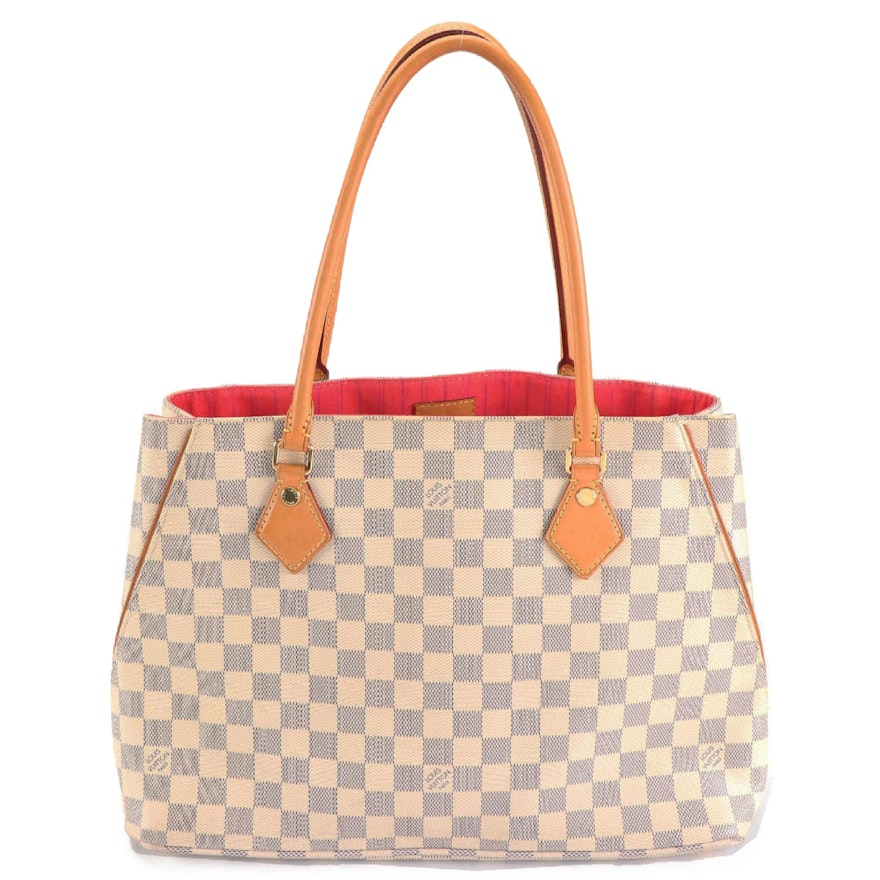 Louis Vuitton Calvi Bag in Damier Azur Canvas and Vachetta Leather