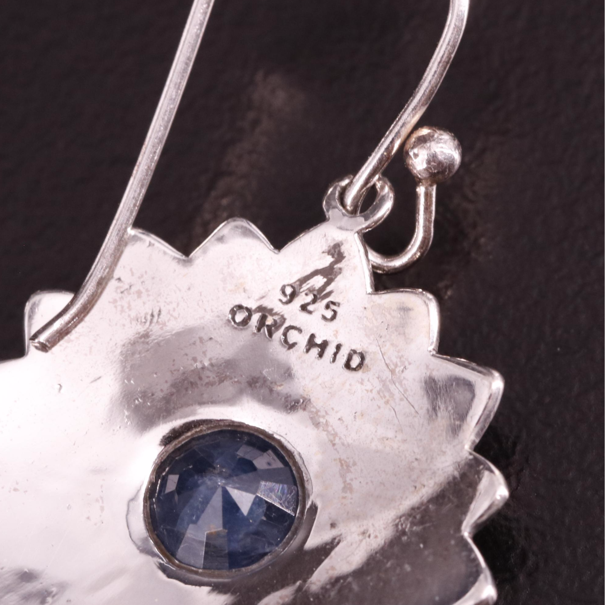 Sterling Sapphire Drop Flower Earrings