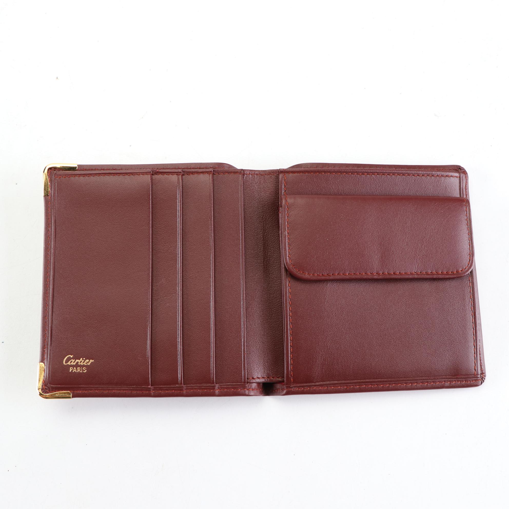 Cartier Bifold Wallet in Burgundy Leather