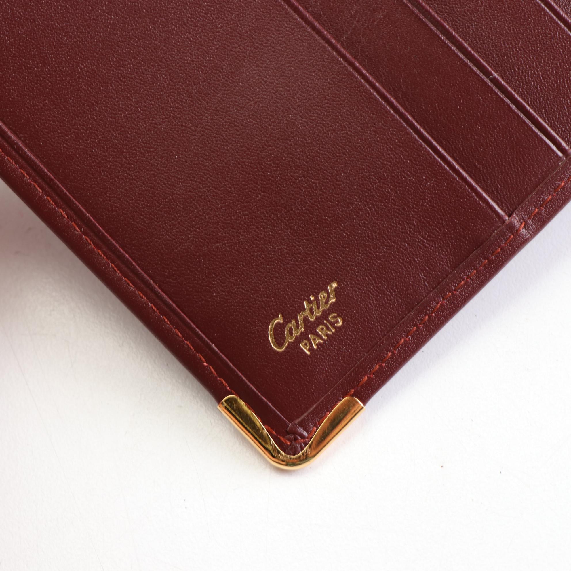 Cartier Bifold Wallet in Burgundy Leather
