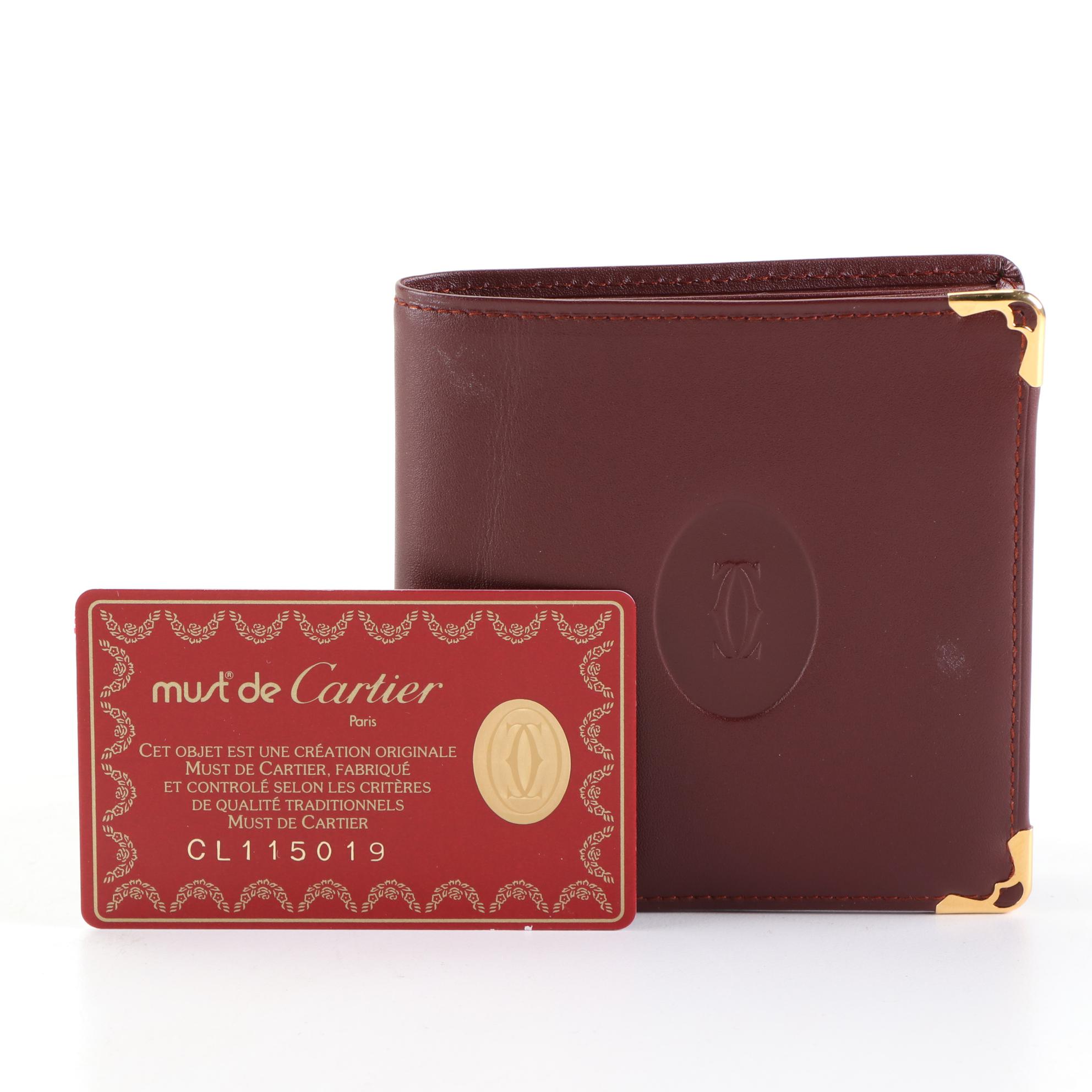 Cartier Bifold Wallet in Burgundy Leather