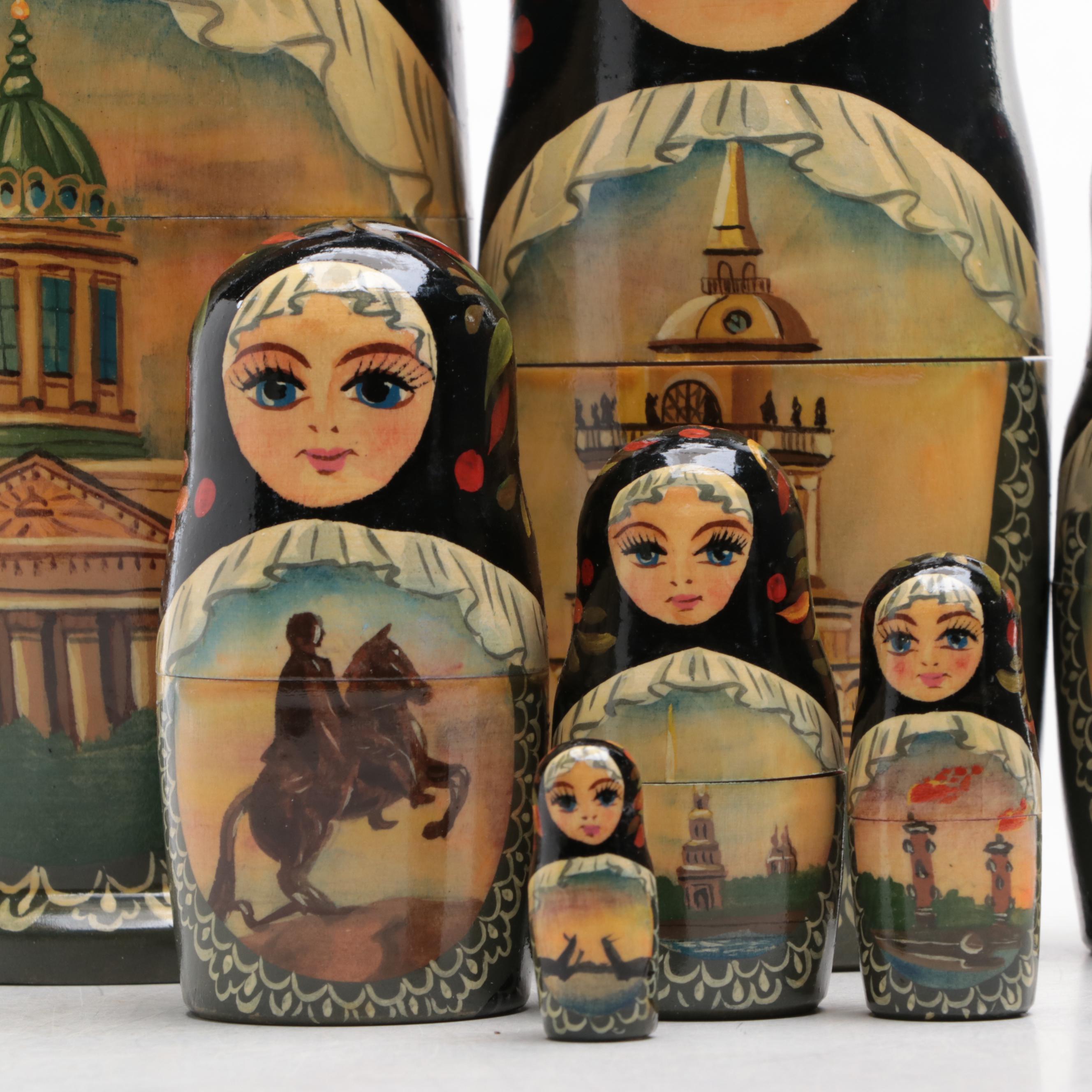 Russian Hand-Painted Wooden Matryoshka Doll, 1991