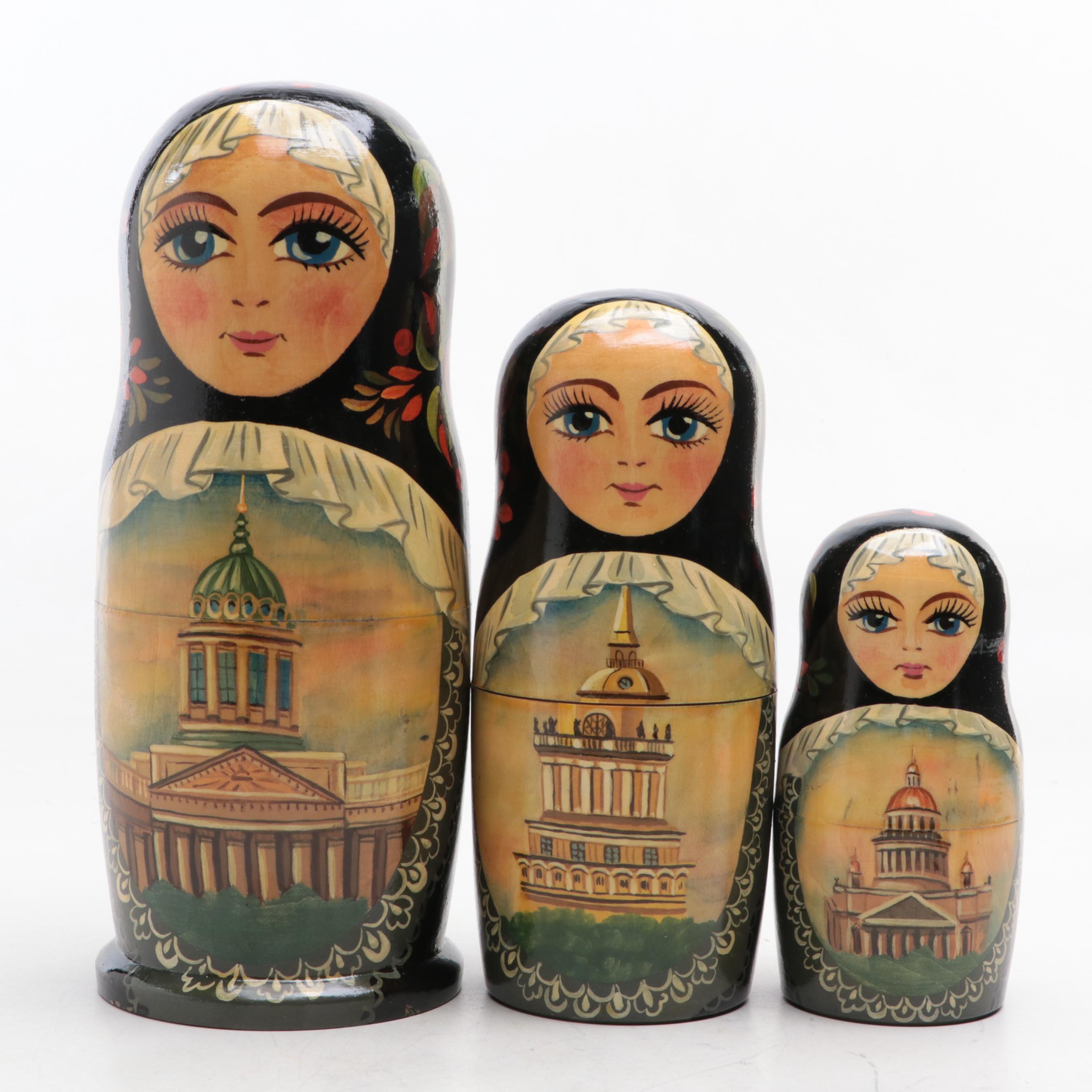 Russian Hand-Painted Wooden Matryoshka Doll, 1991