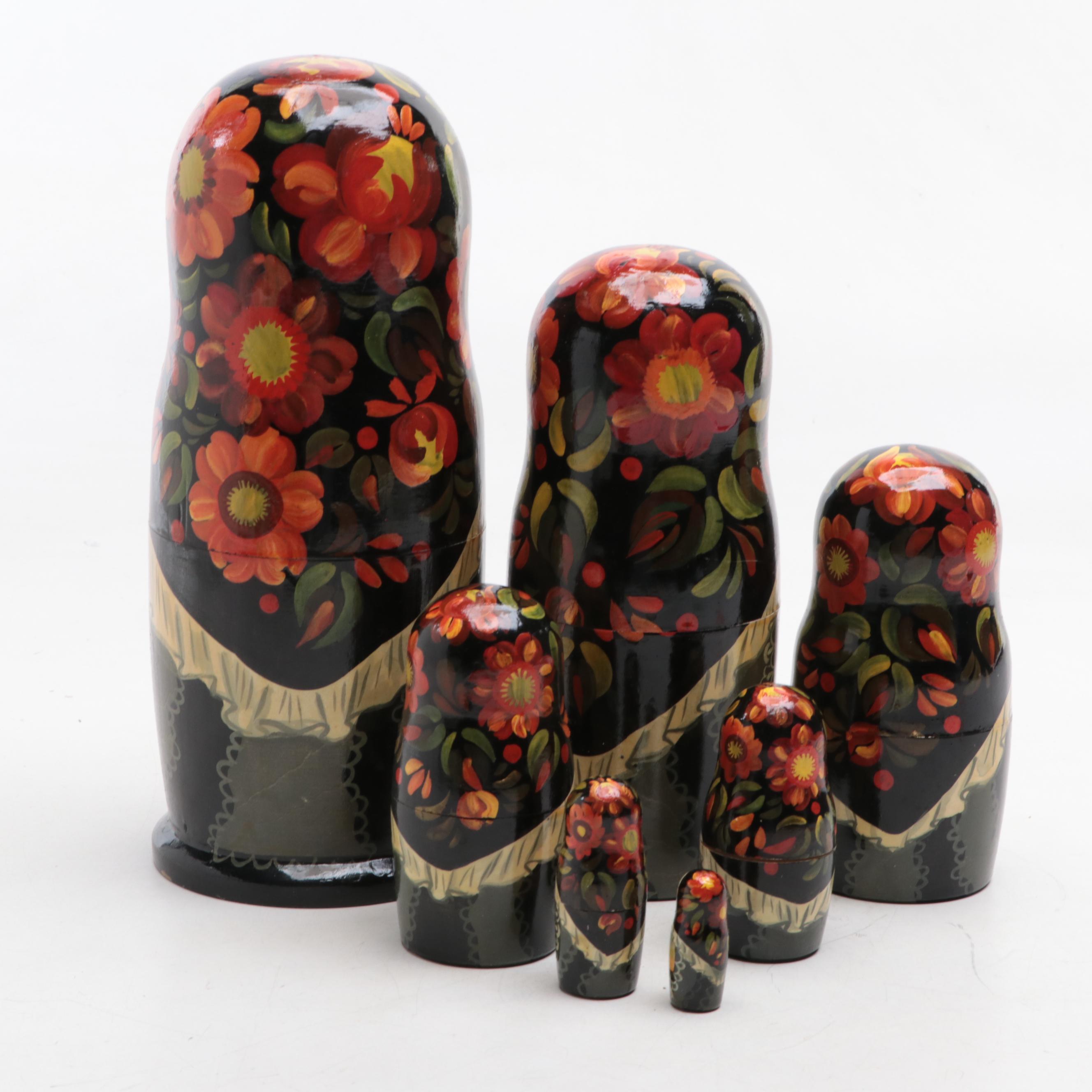 Russian Hand-Painted Wooden Matryoshka Doll, 1991