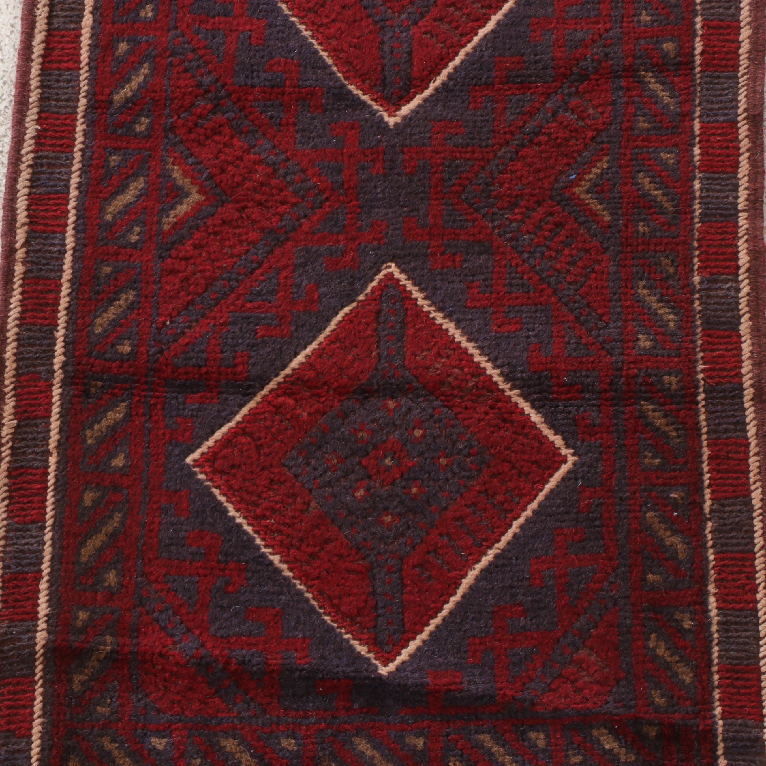 1'11 x 8'1 Hand-Knotted Afghan Mixed Technique Carpet Runner