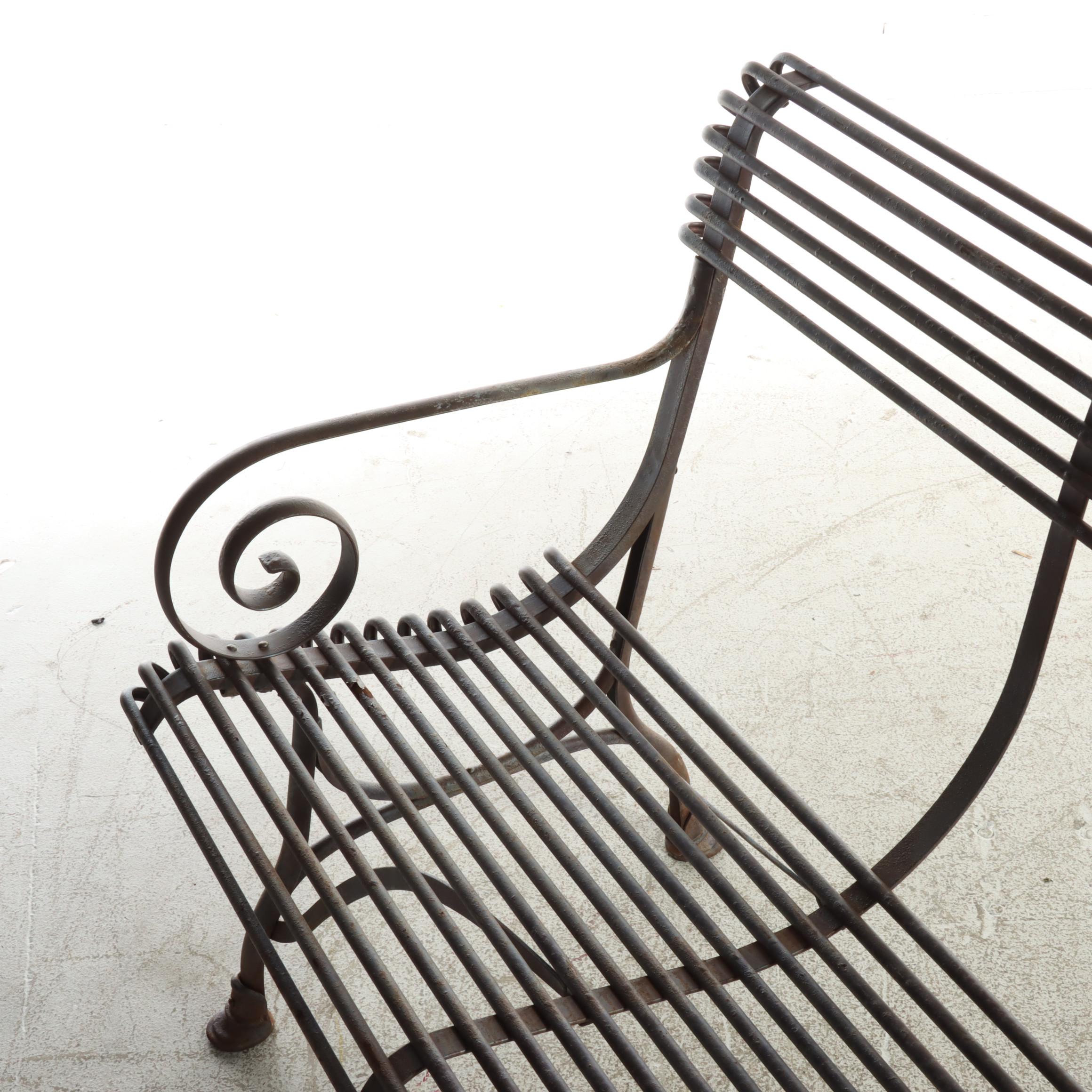 St. Sauveur French Iron Garden Bench, Early 20th Century