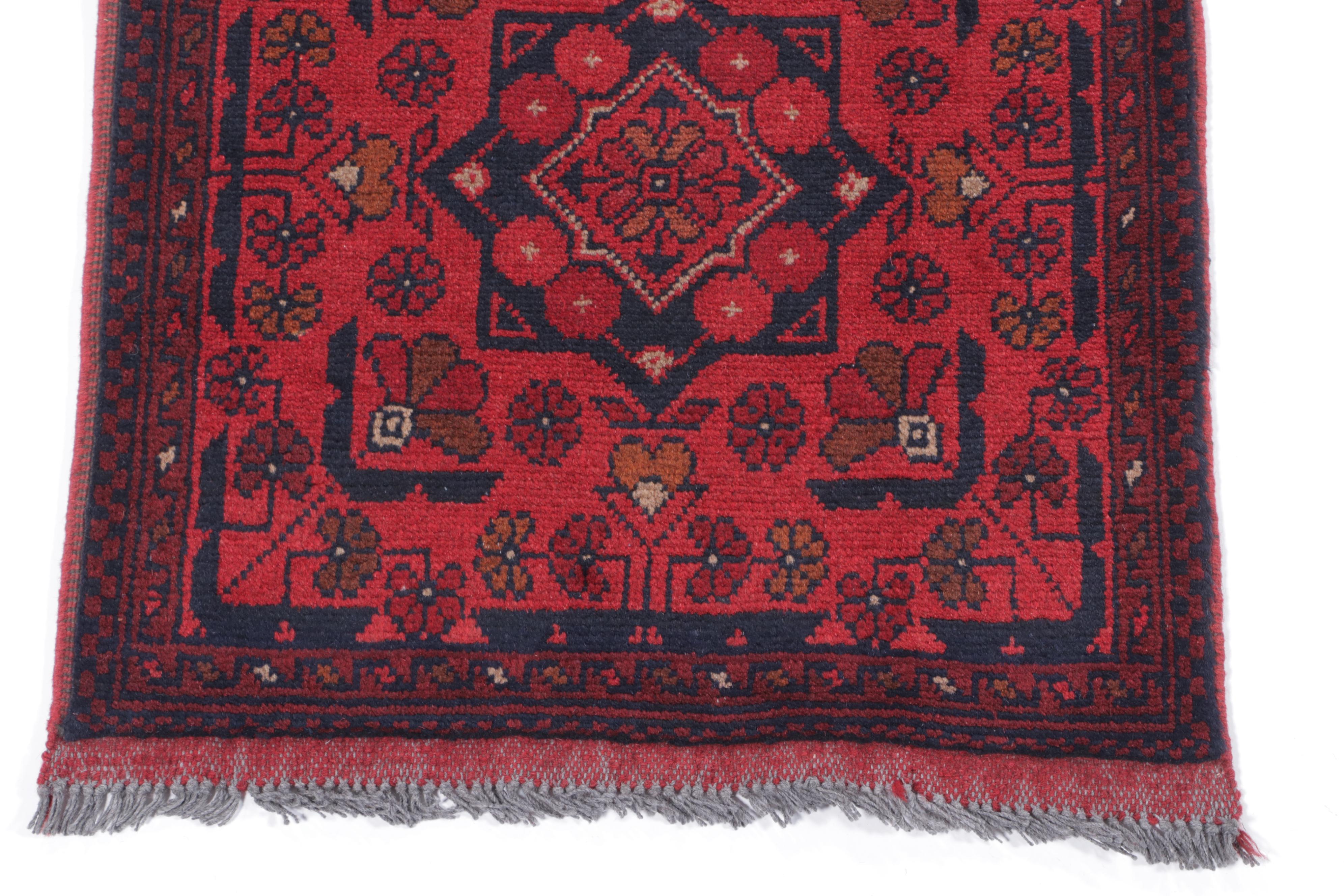 1'10 x 3'7 Hand-Knotted Afghan Kunduz Accent Rug