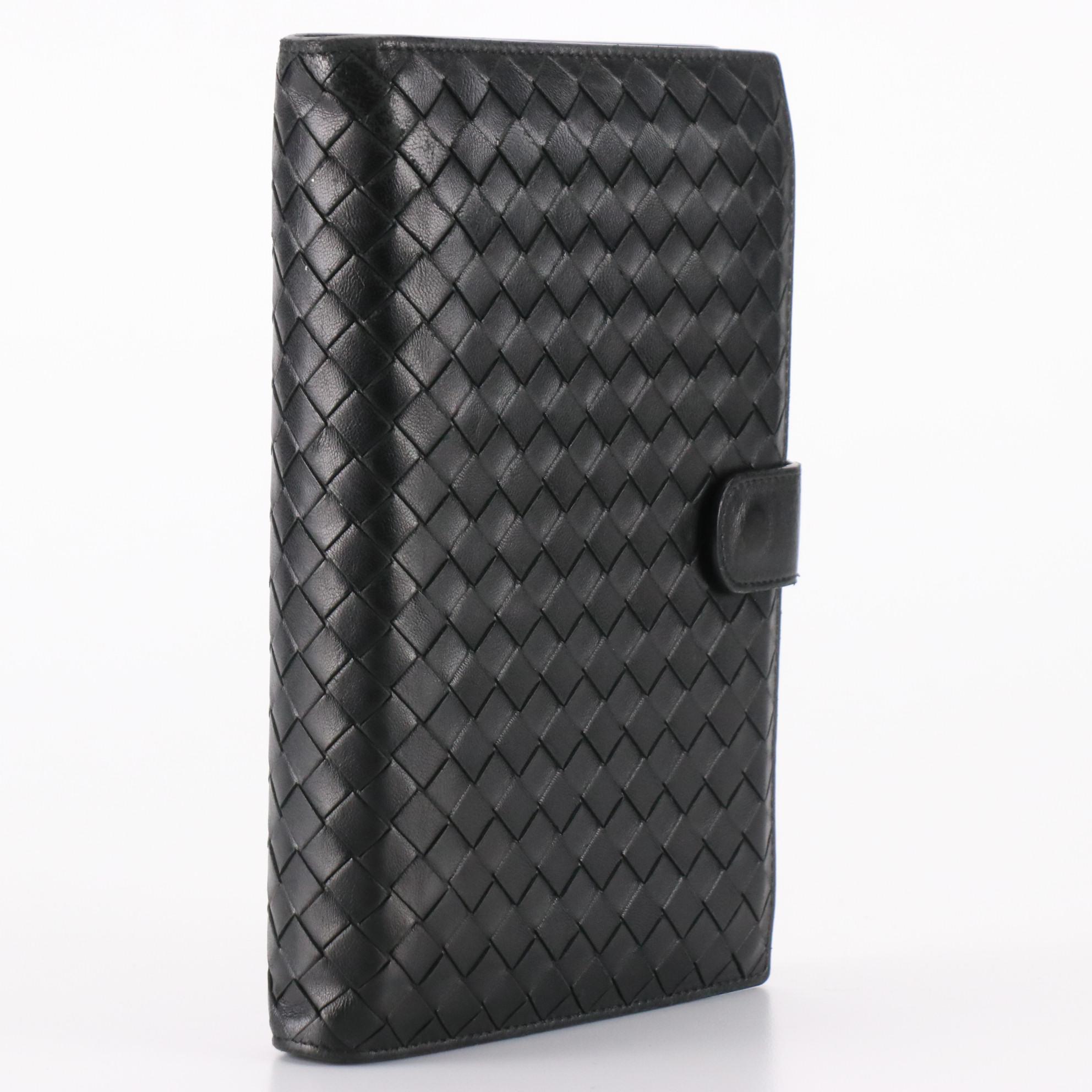 Bottega Veneta Agenda Cover in Black Intrecciato Leather with Box