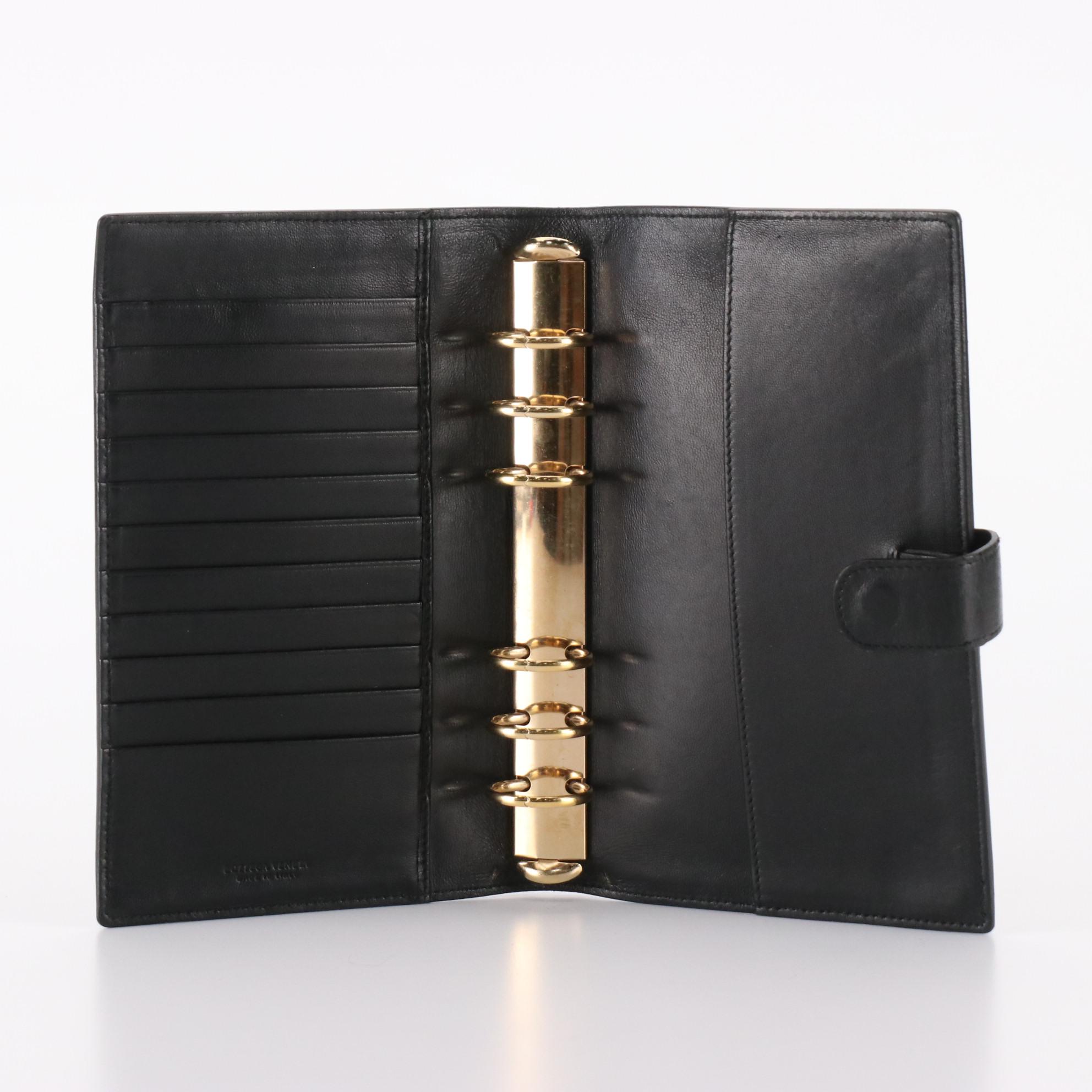 Bottega Veneta Agenda Cover in Black Intrecciato Leather with Box