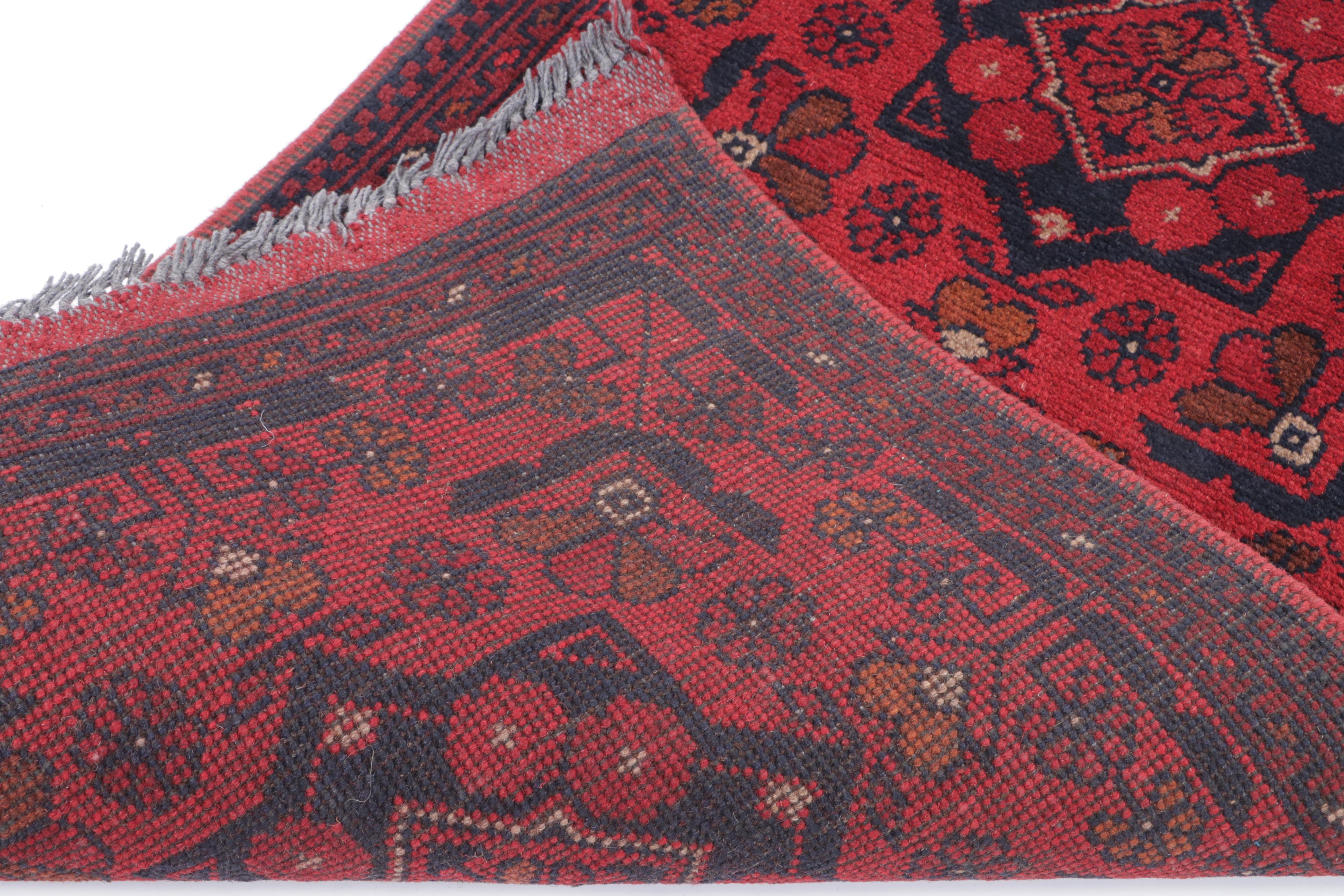 1'10 x 3'7 Hand-Knotted Afghan Kunduz Accent Rug